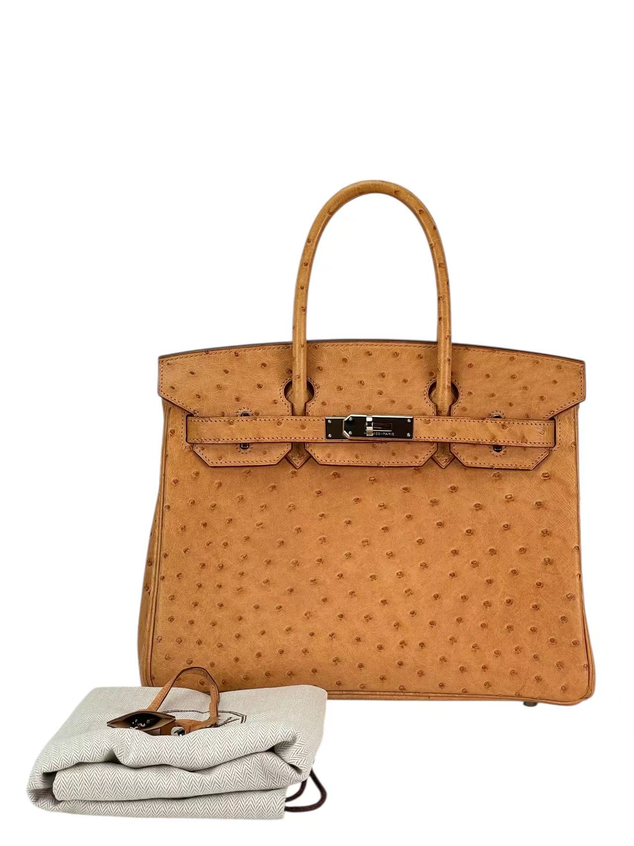 HERMES - Birkin 30 Gold Ostrich Palladium Hardware 