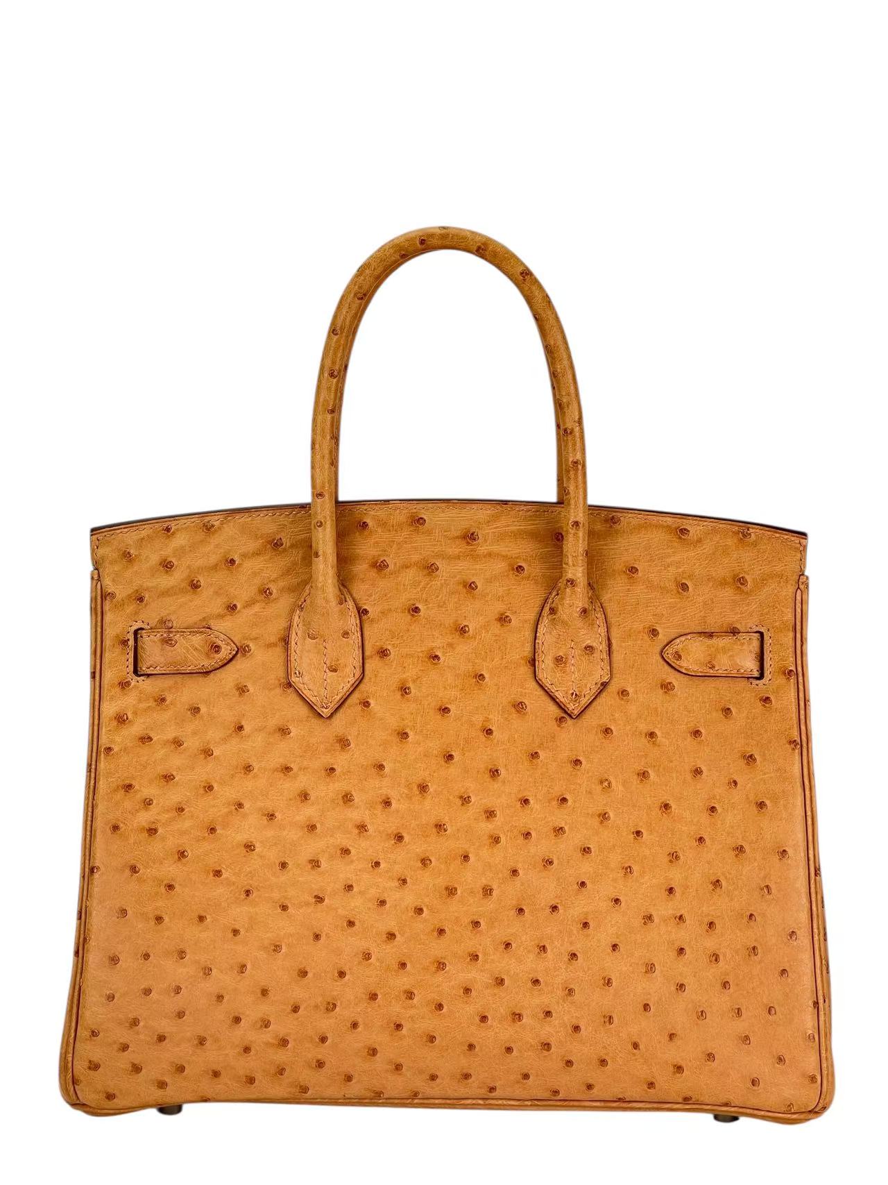 HERMES - Birkin 30 Gold Ostrich Palladium Hardware 