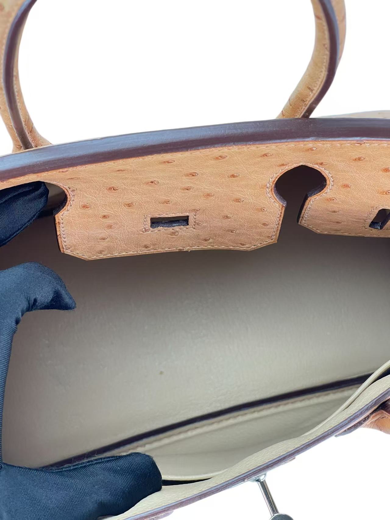 HERMES - Birkin 30 Gold Ostrich Palladium Hardware 