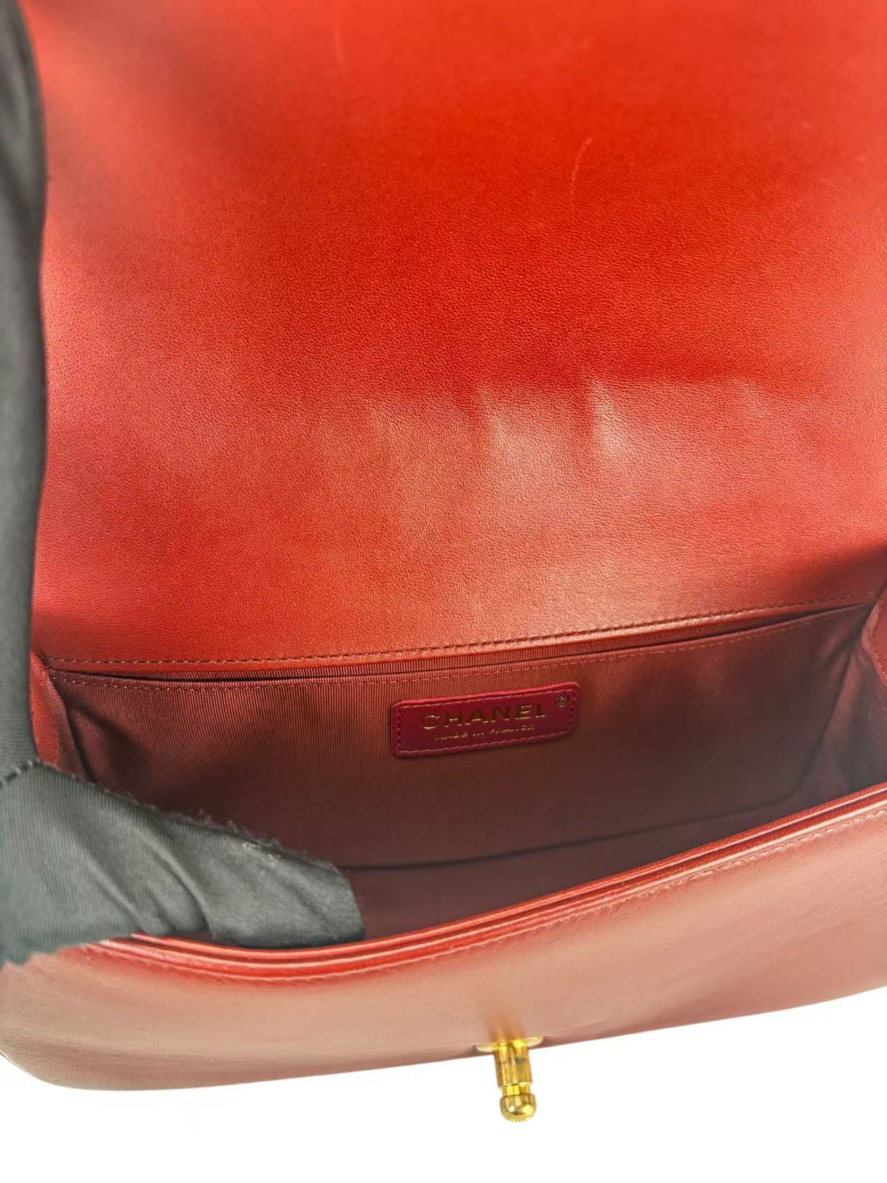 CHANEL - Small Boy Flap Bag Red Lambskin