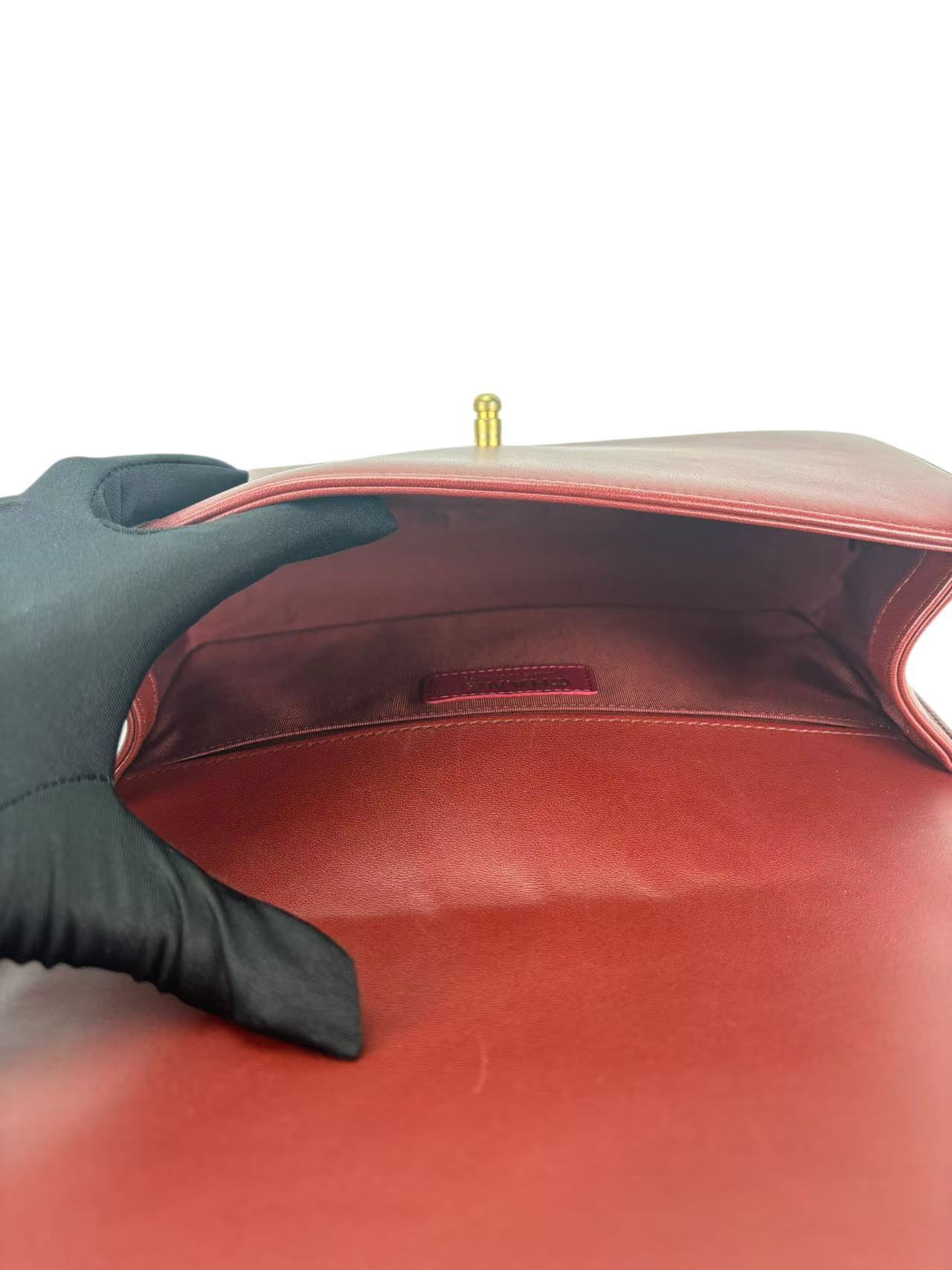 CHANEL - Small Boy Flap Bag Red Lambskin