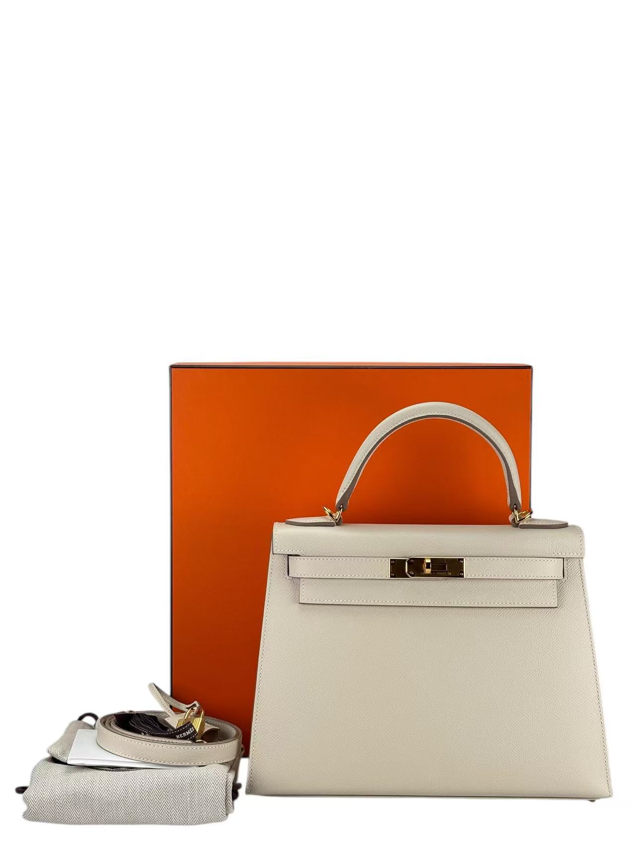 HERMES - Kelly 28 Craie10 Epsom Gold Hardware