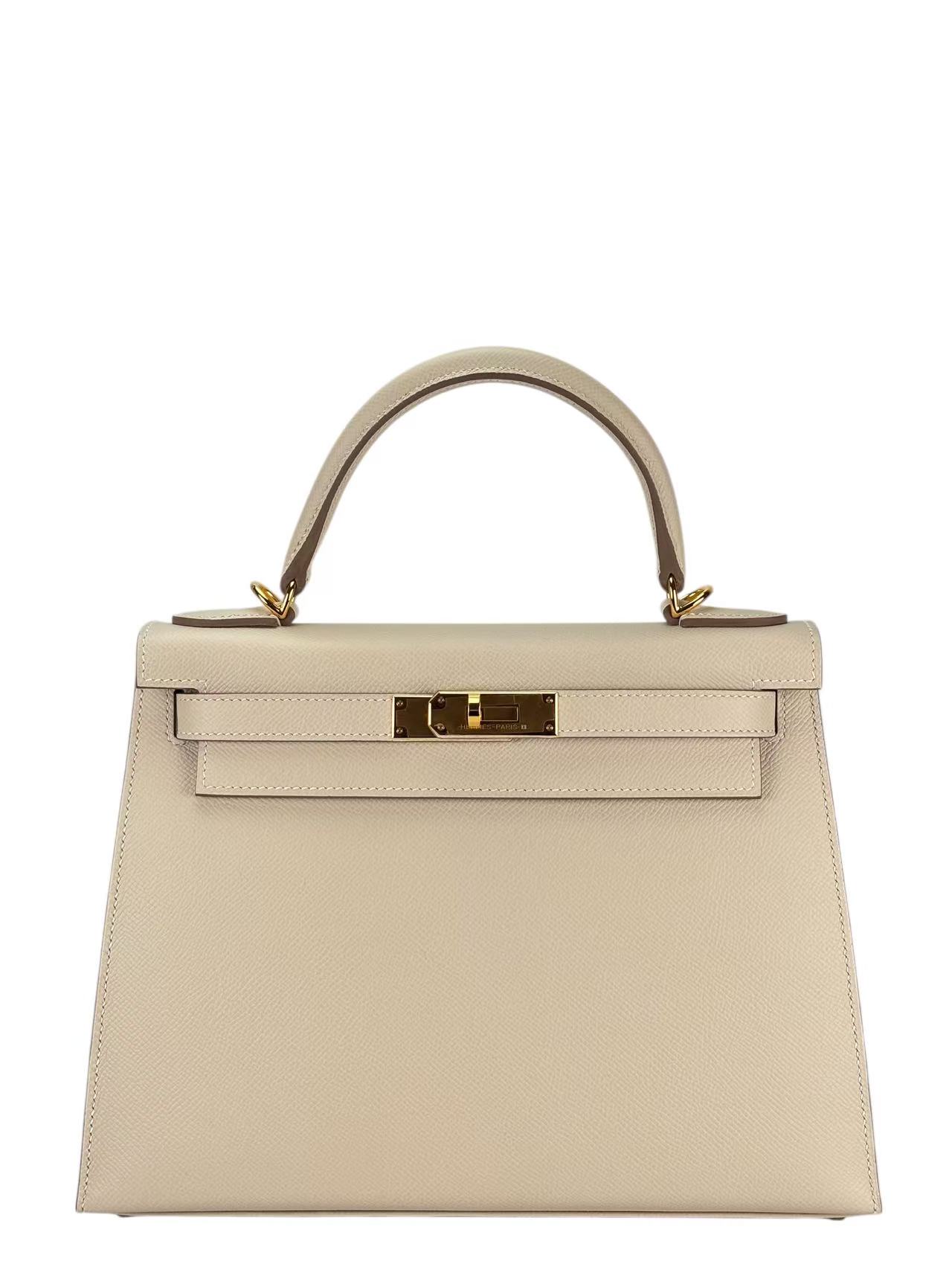 HERMES - Kelly 28 Craie10 Epsom Gold Hardware
