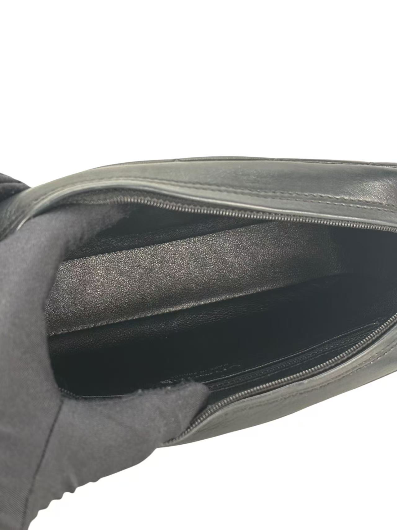 CHANEL - Black Chain Shoulder Bag Sliver Hardware