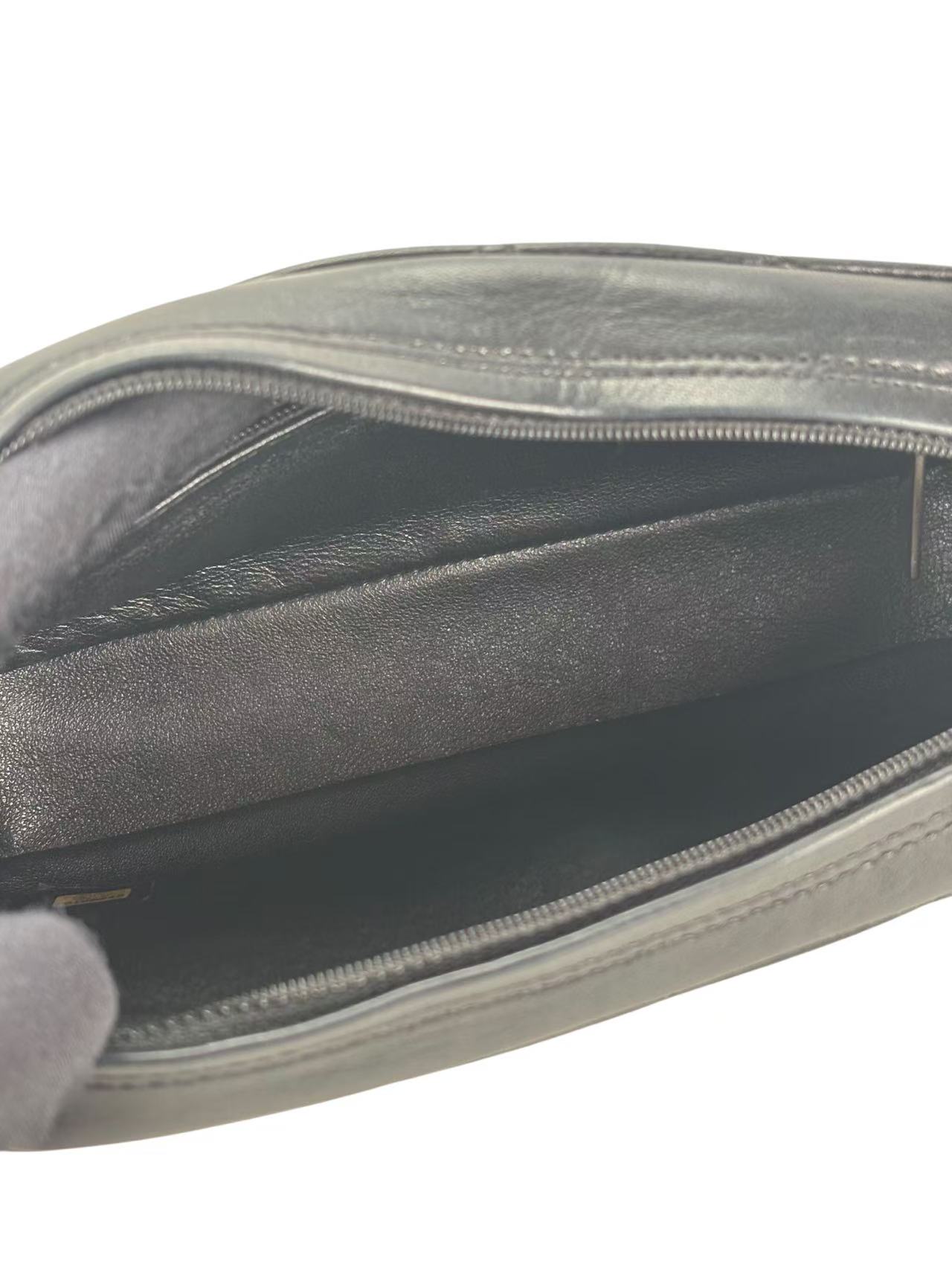 CHANEL - Black Chain Shoulder Bag Sliver Hardware