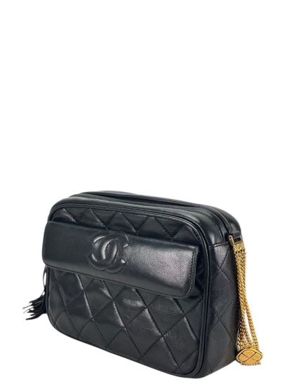 CHANEL - Black Lambskin Tassel Camera Crossbody Bag