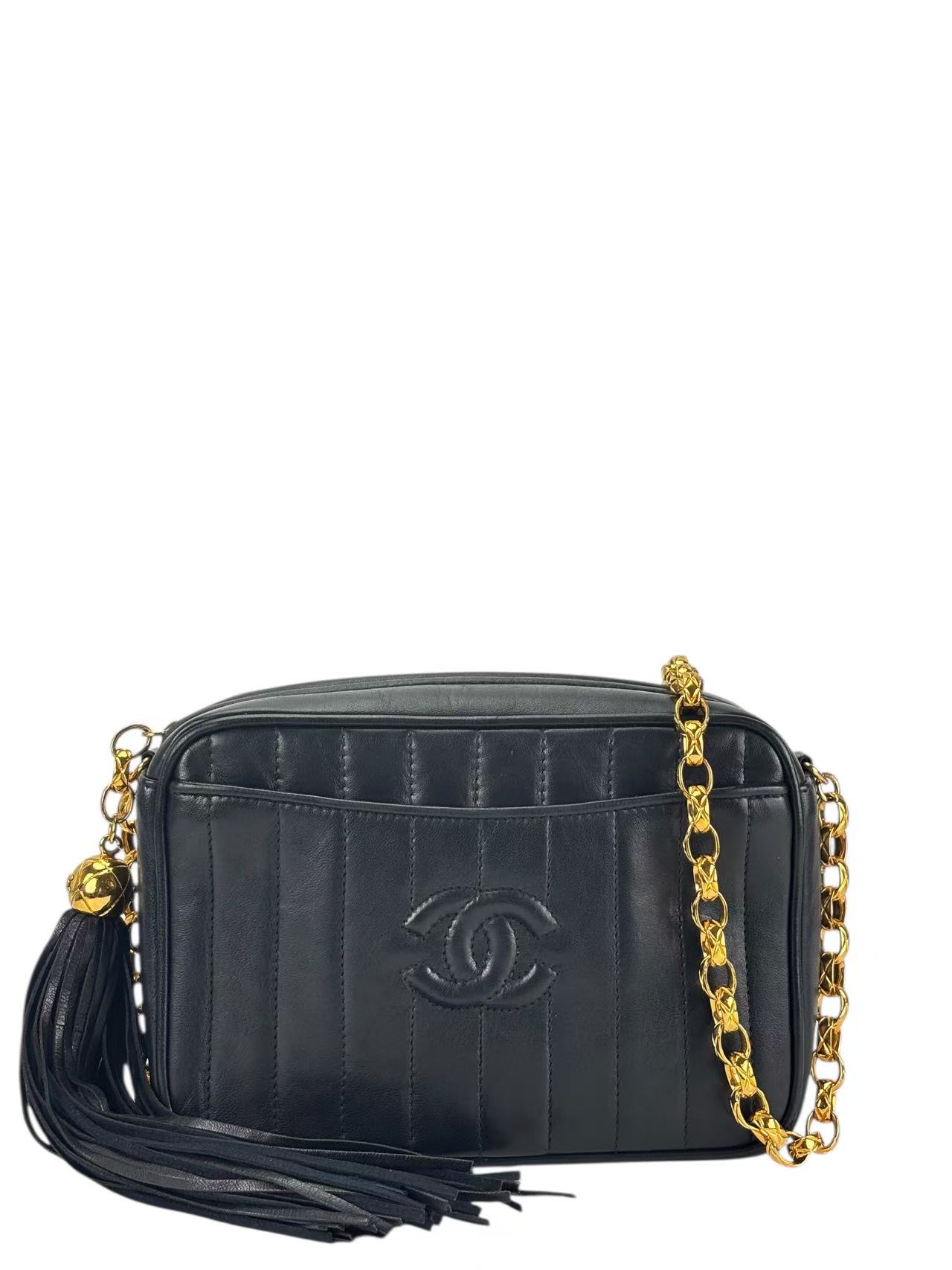 CHANEL - Black Lambskin Tassel Bijoux Camera Crossbody Bag
