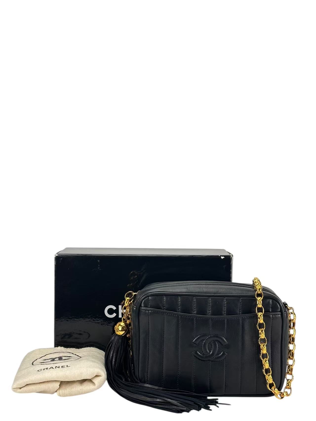 CHANEL - Black Lambskin Tassel Bijoux Camera Crossbody Bag