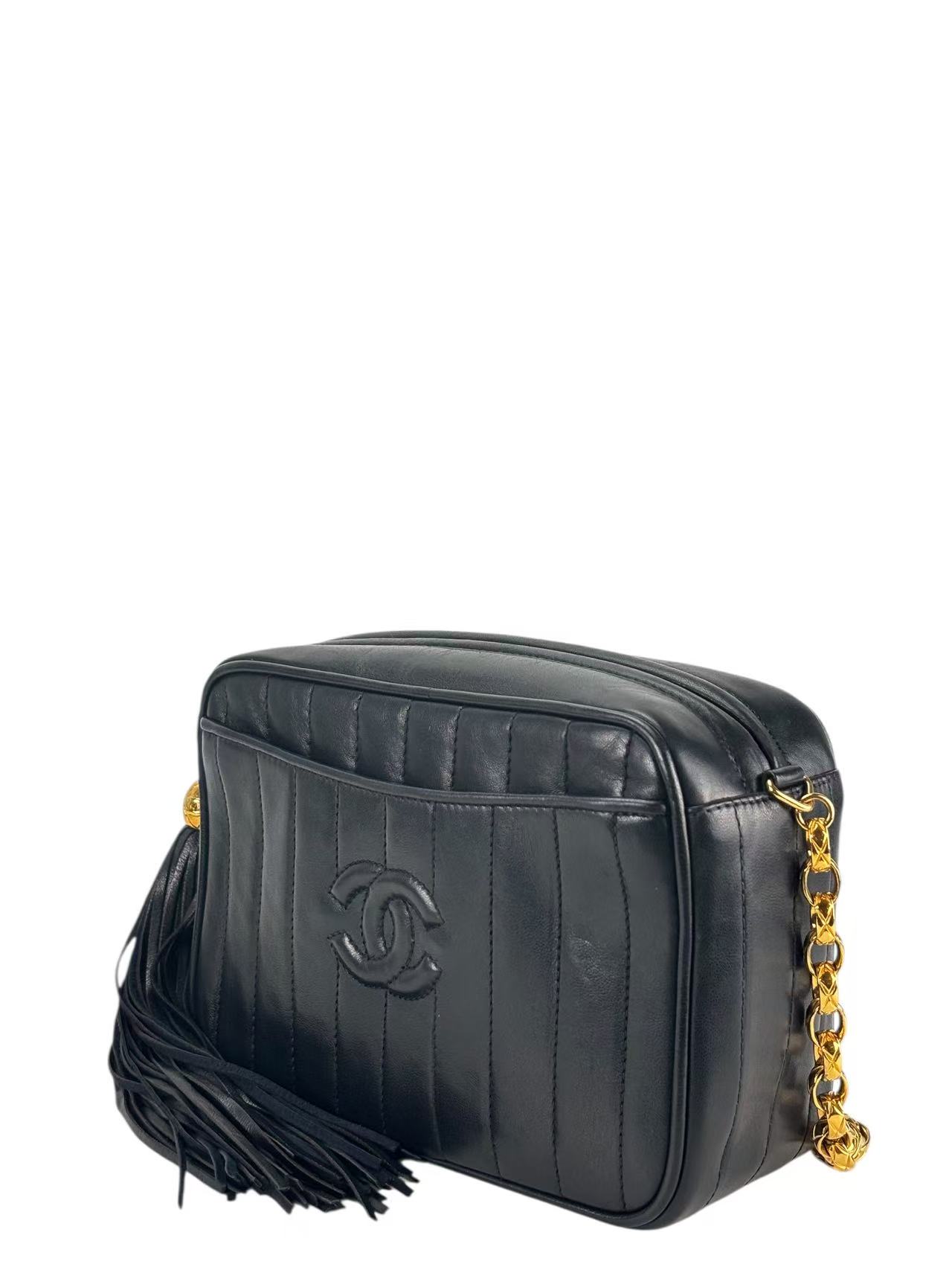CHANEL - Black Lambskin Tassel Bijoux Camera Crossbody Bag