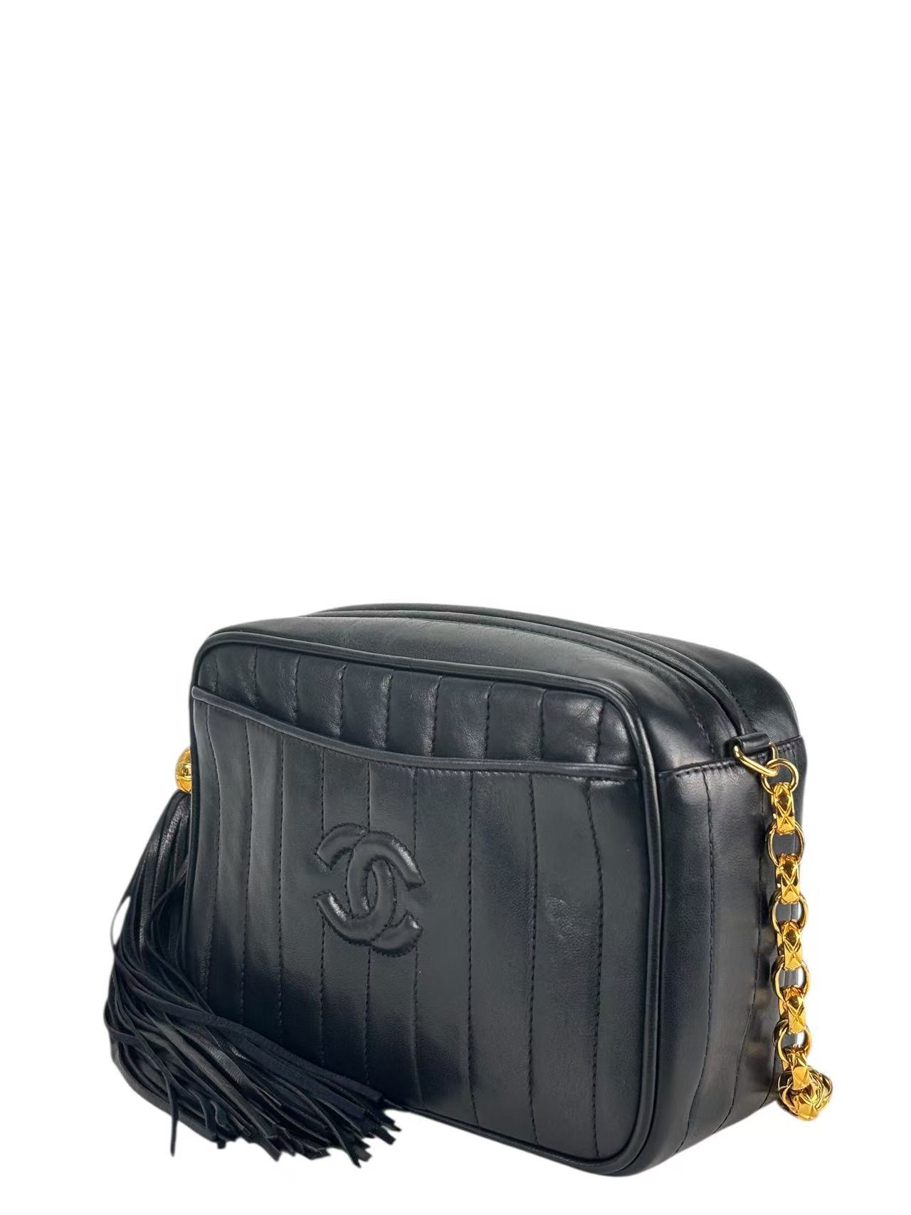 CHANEL - Black Lambskin Tassel Bijoux Camera Crossbody Bag