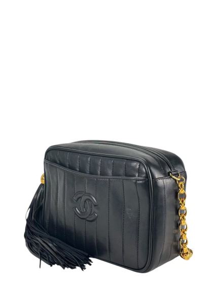 CHANEL - Black Lambskin Tassel Bijoux Camera Crossbody Bag