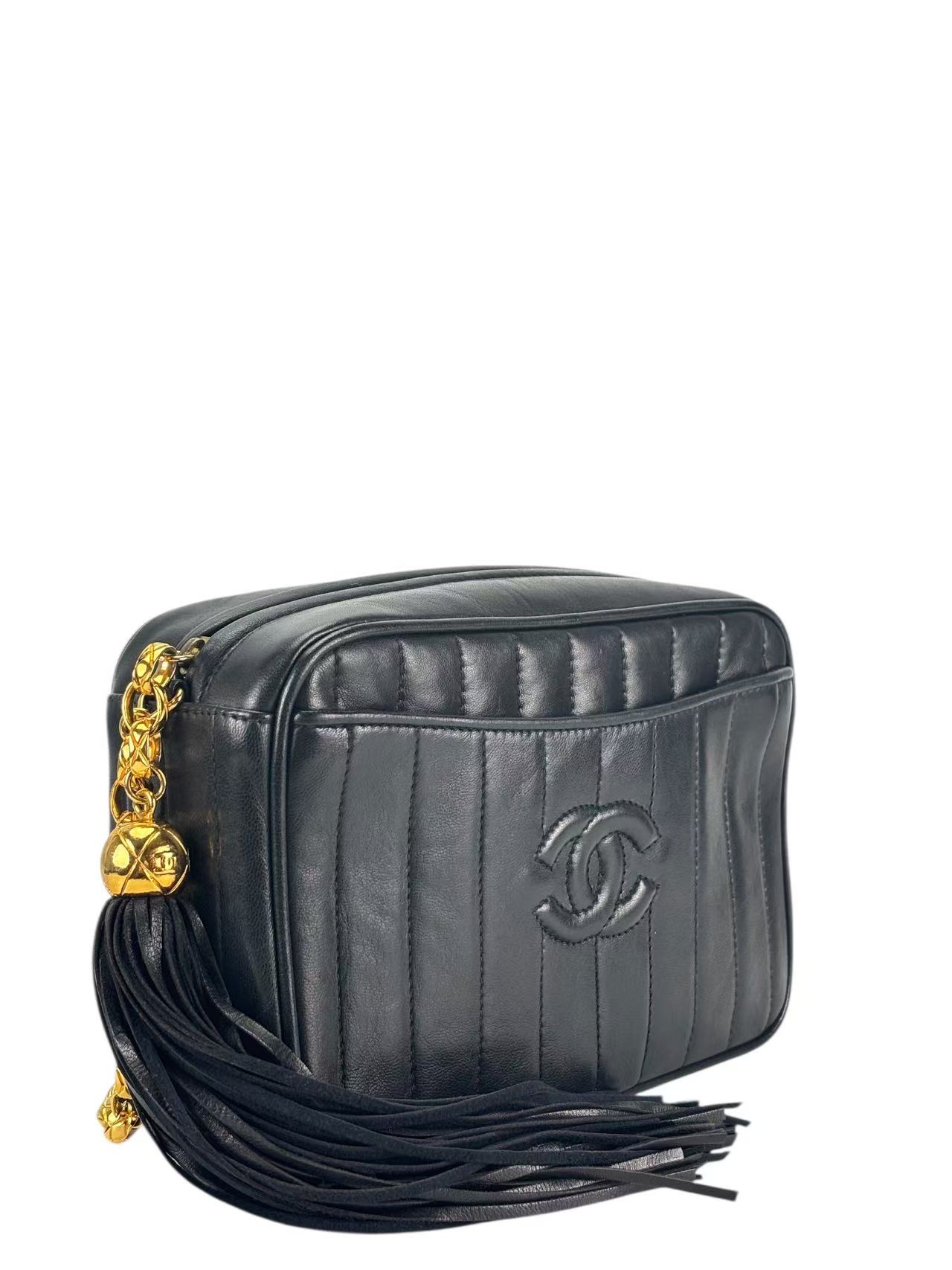 CHANEL - Black Lambskin Tassel Bijoux Camera Crossbody Bag