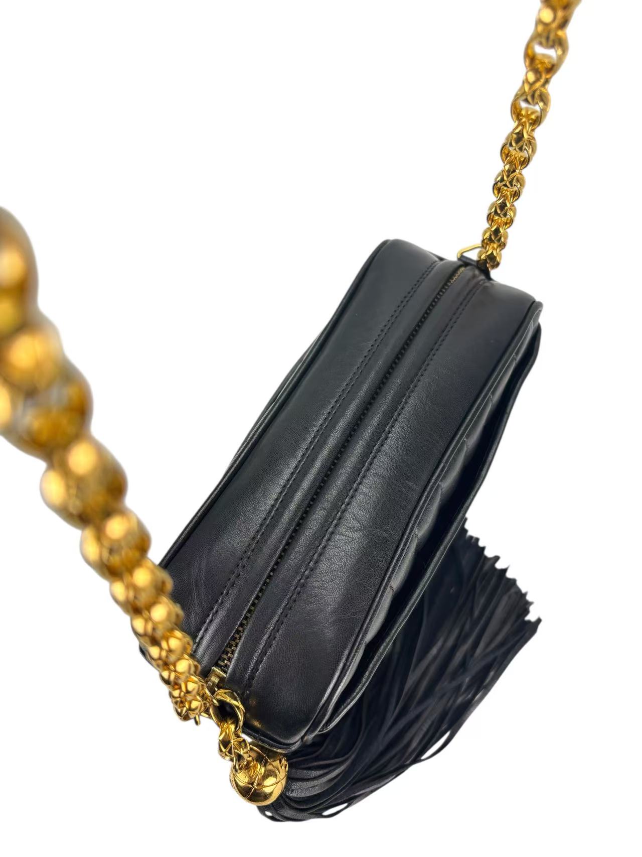CHANEL - Black Lambskin Tassel Bijoux Camera Crossbody Bag