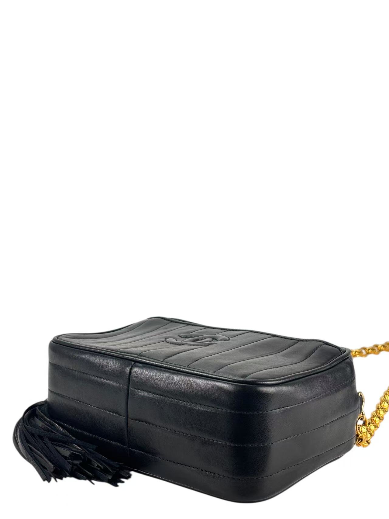 CHANEL - Black Lambskin Tassel Bijoux Camera Crossbody Bag