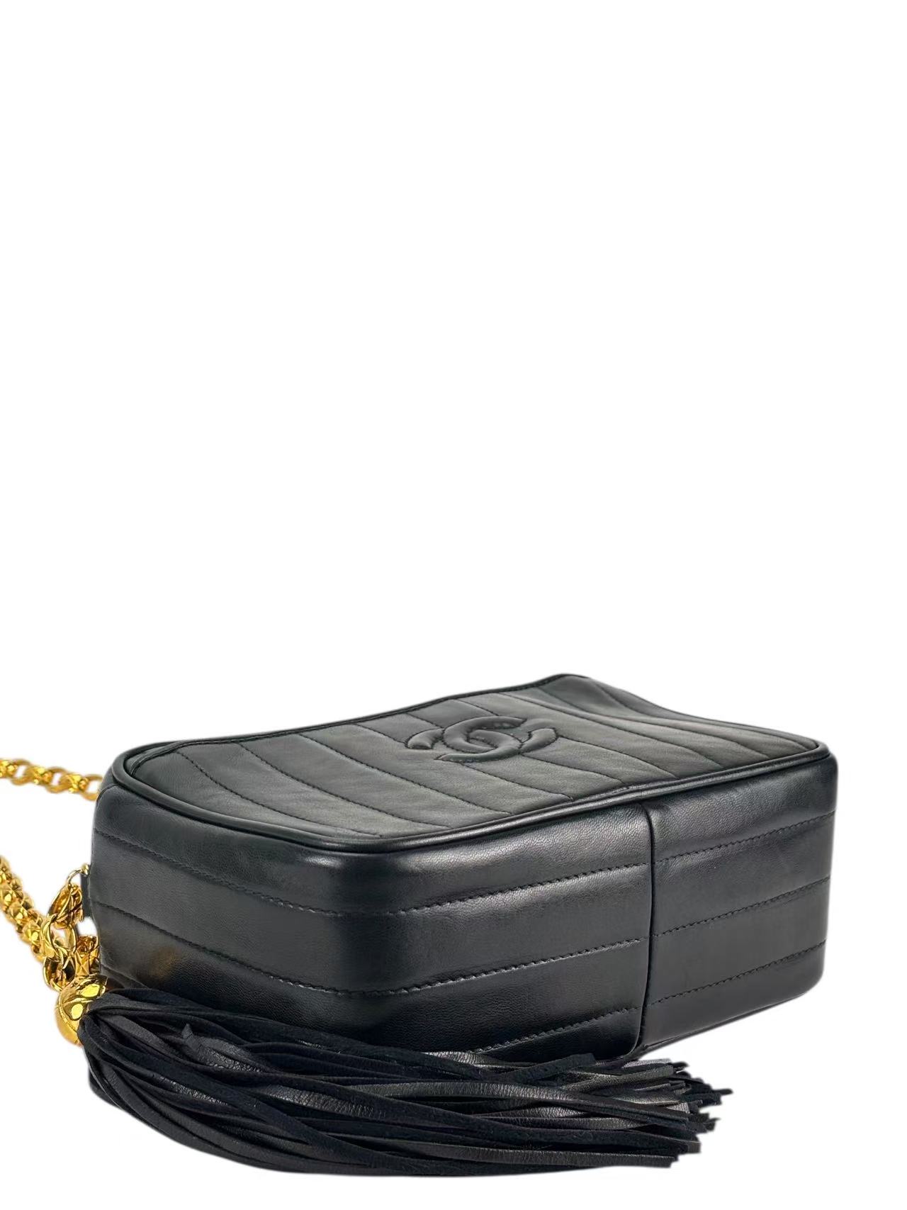 CHANEL - Black Lambskin Tassel Bijoux Camera Crossbody Bag