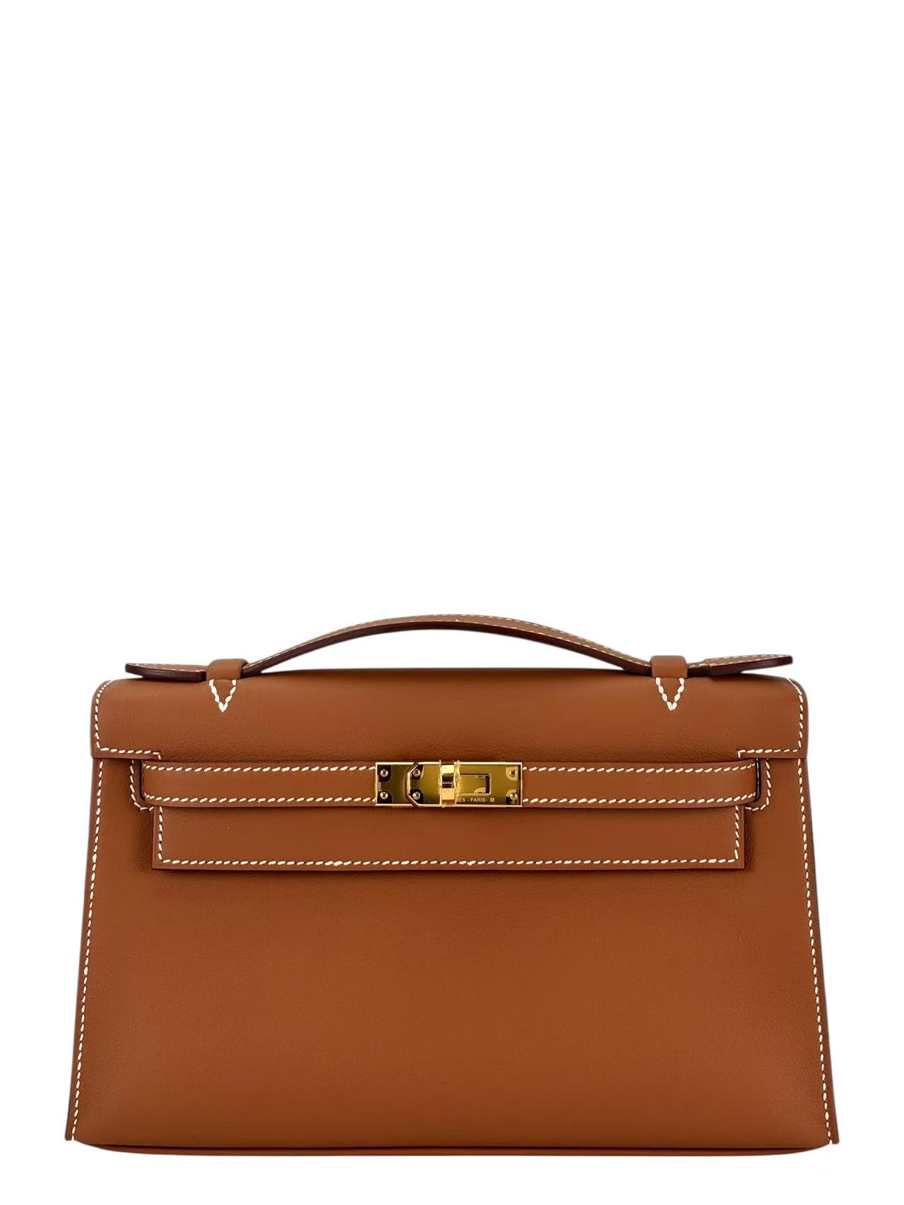 HERMES - Kelly Pochette Gold Swift Gold Hardware K (2025)