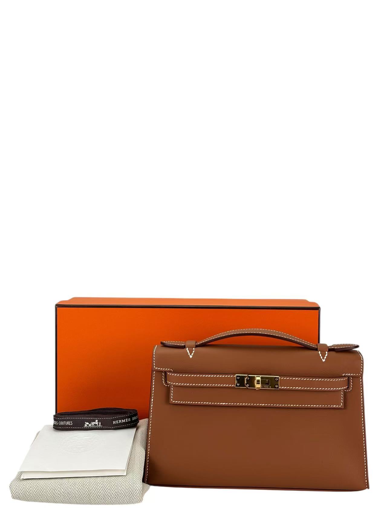 HERMES - Kelly Pochette Gold Swift Gold Hardware K (2025)