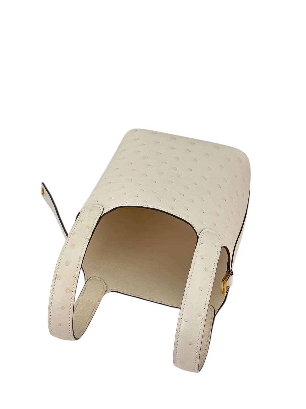 HERMES - Micro Picotin 14 Nata12 Ostrich Gold Hardware