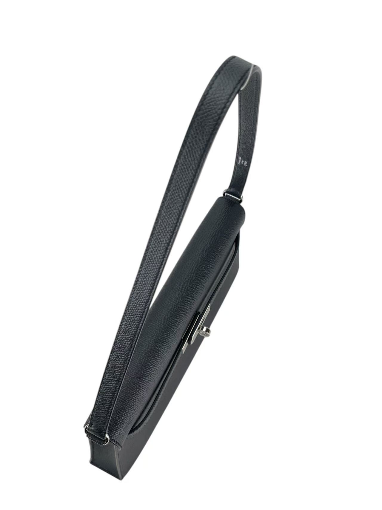 HERMES - Kelly Elan 28 Noir89 Epsom Palladium Hardware