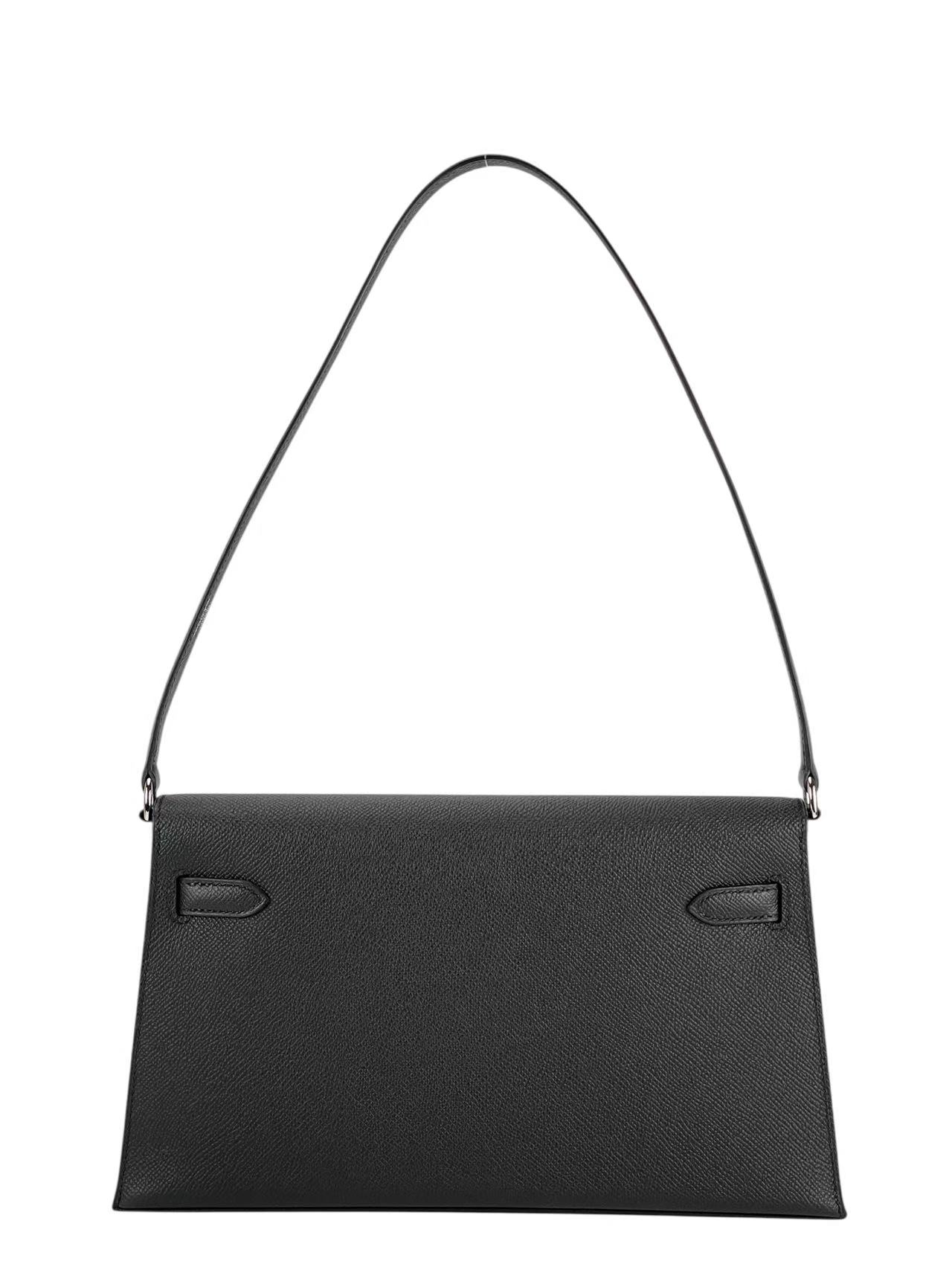 HERMES - Kelly Elan 28 Noir89 Epsom Palladium Hardware