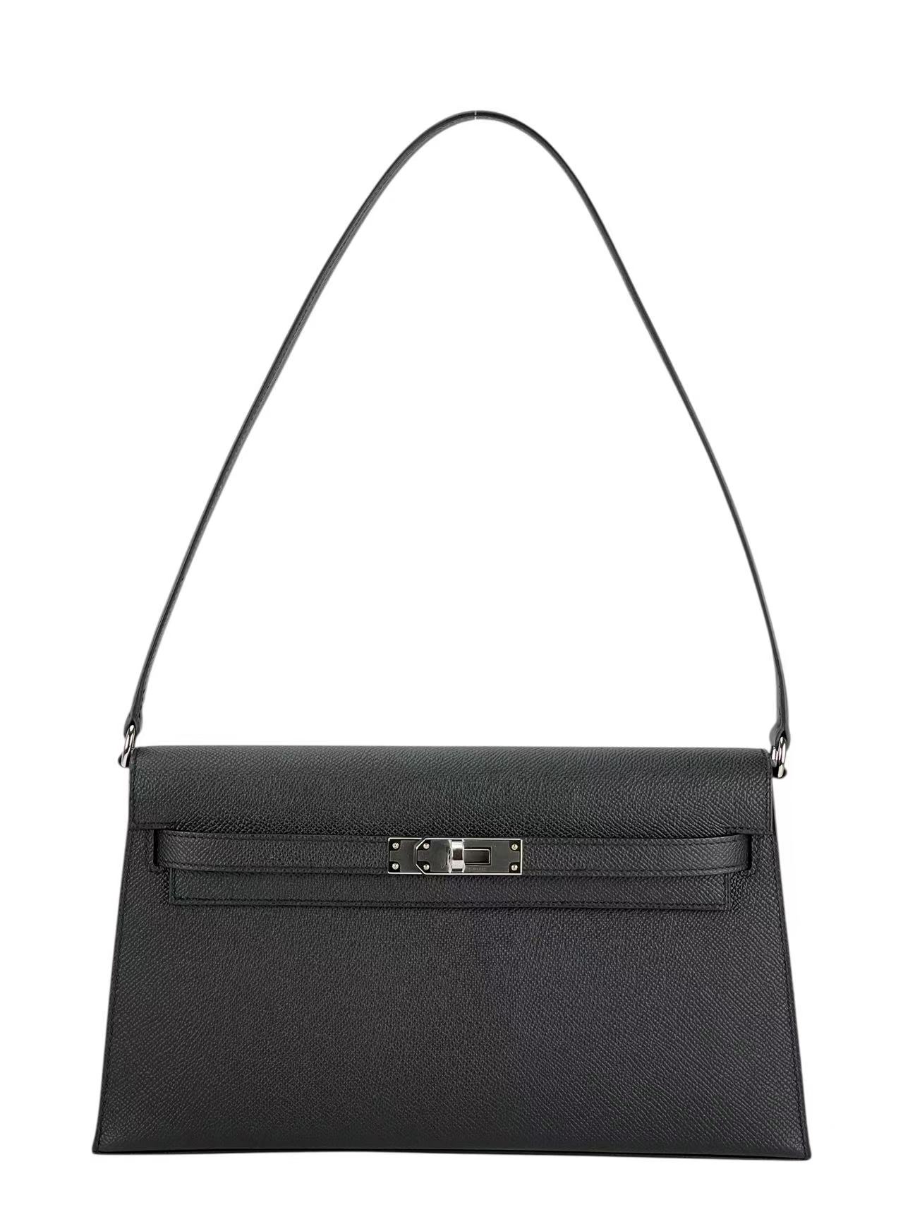 HERMES - Kelly Elan 28 Noir89 Epsom Palladium Hardware