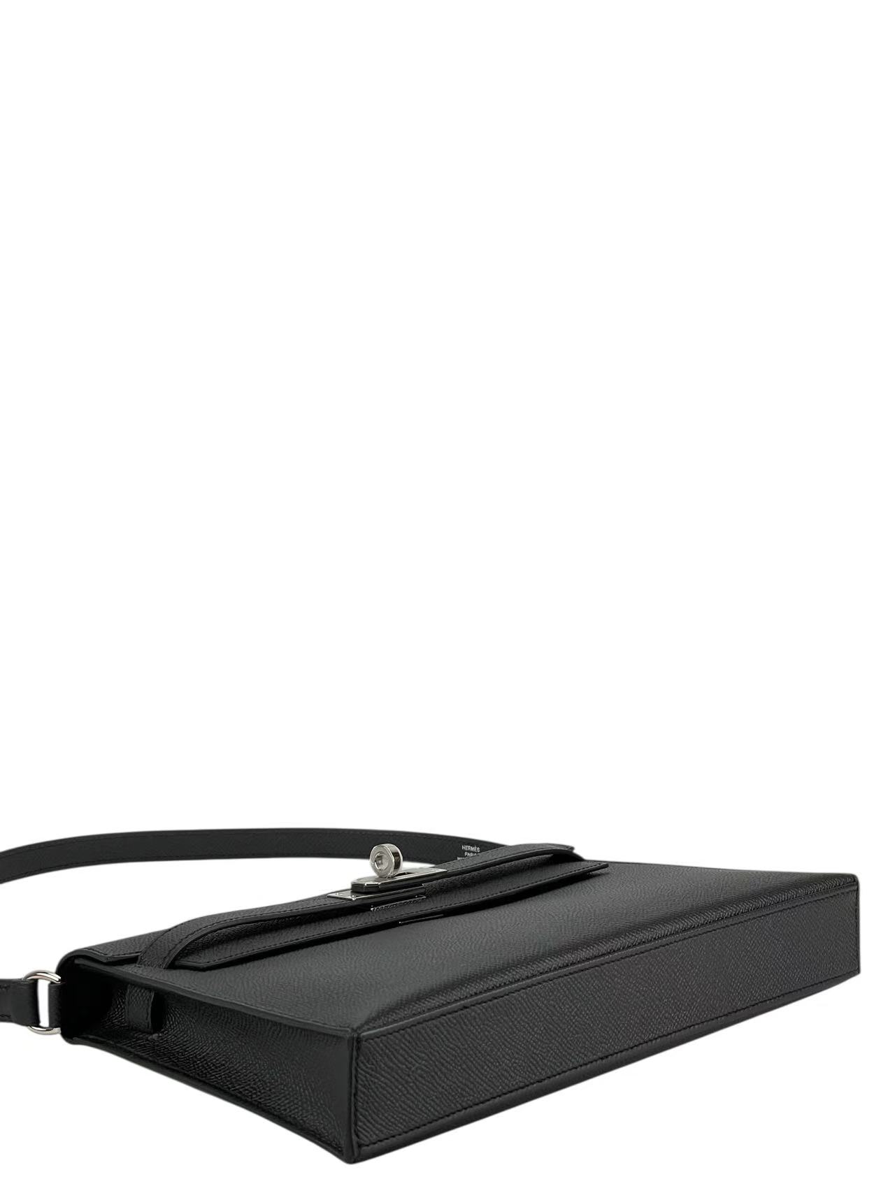 HERMES - Kelly Elan 28 Noir89 Epsom Palladium Hardware