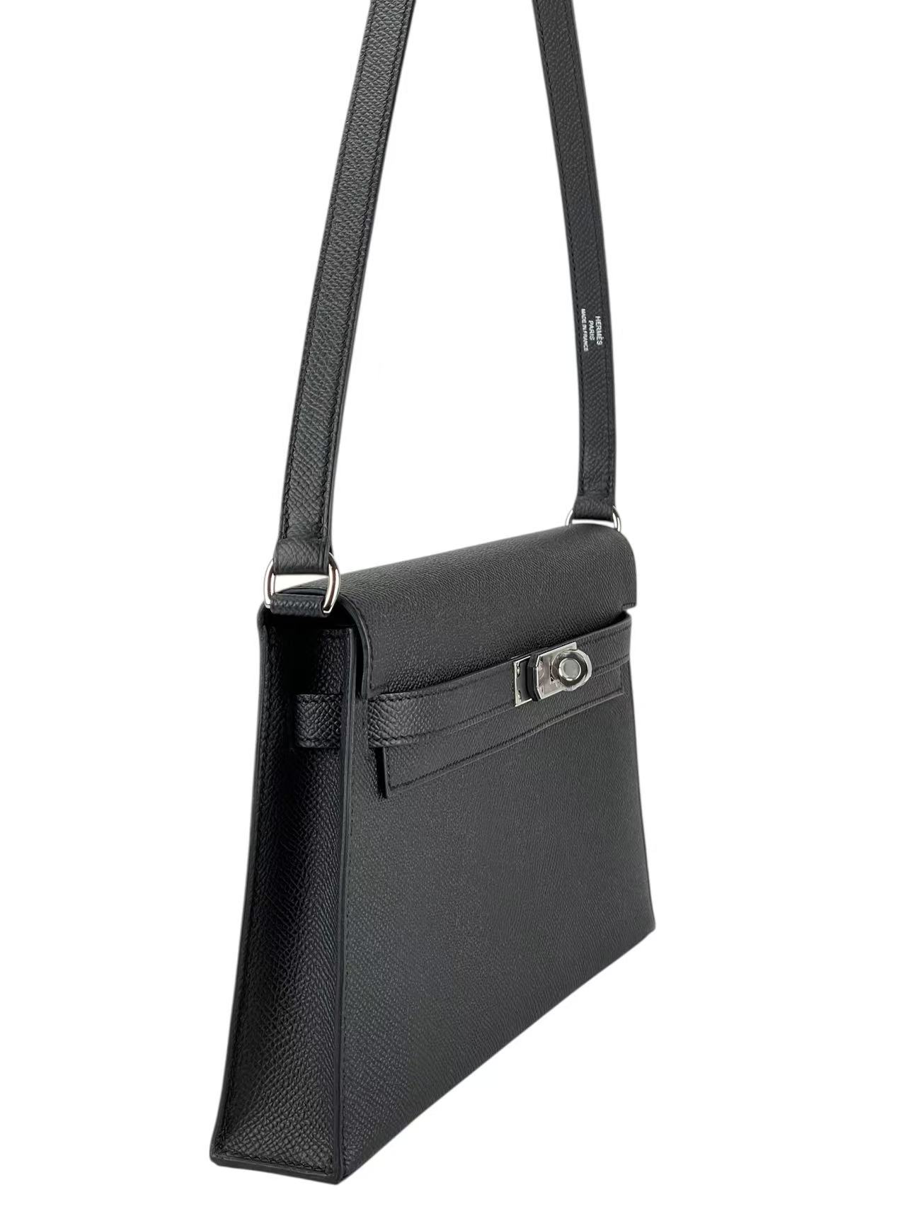 HERMES - Kelly Elan 28 Noir89 Epsom Palladium Hardware