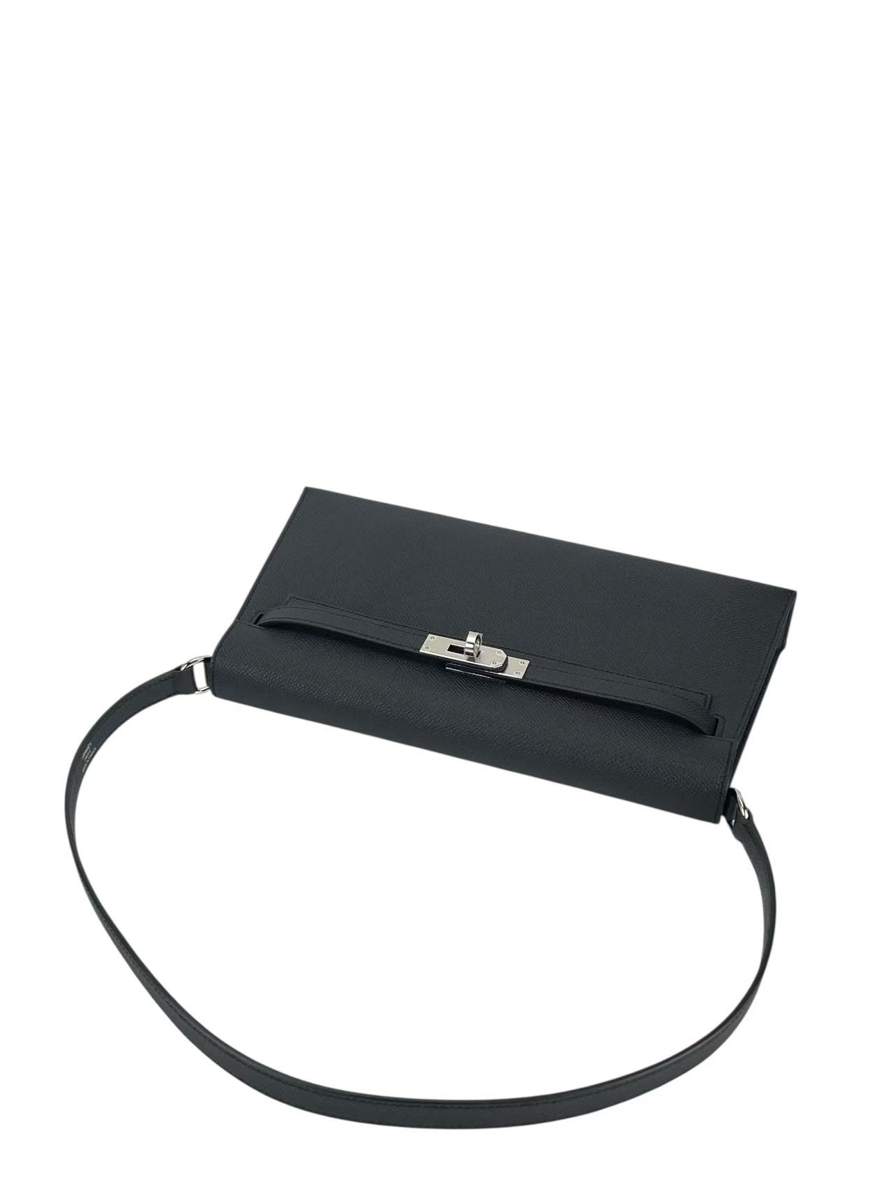 HERMES - Kelly Elan 28 Noir89 Epsom Palladium Hardware