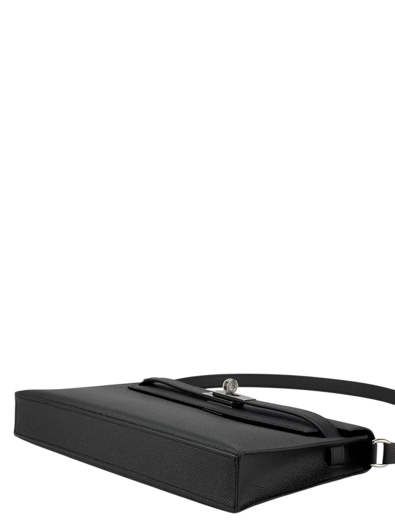 HERMES - Kelly Elan 28 Noir89 Epsom Palladium Hardware