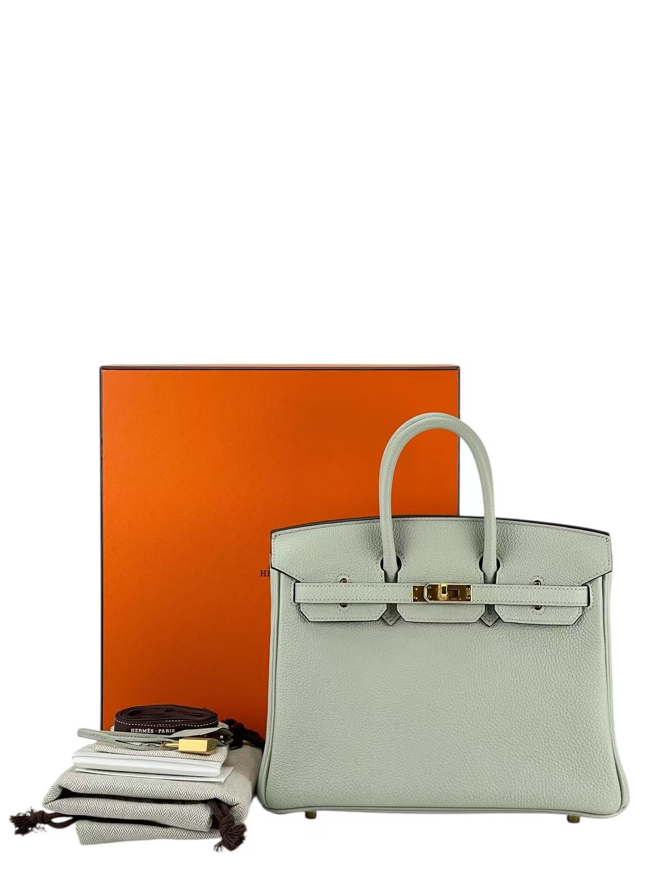 HERMES - Birkin 25 Gris Neve Togo Gold Hardware