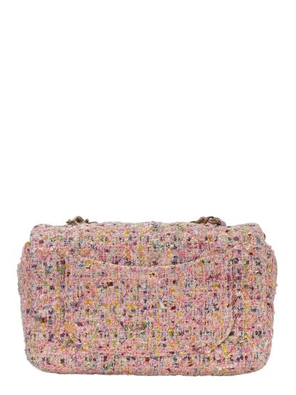 CHANEL - Pink Mini Matlasse 20 Tweed Single Flap Chain Bag Gold Hardware 