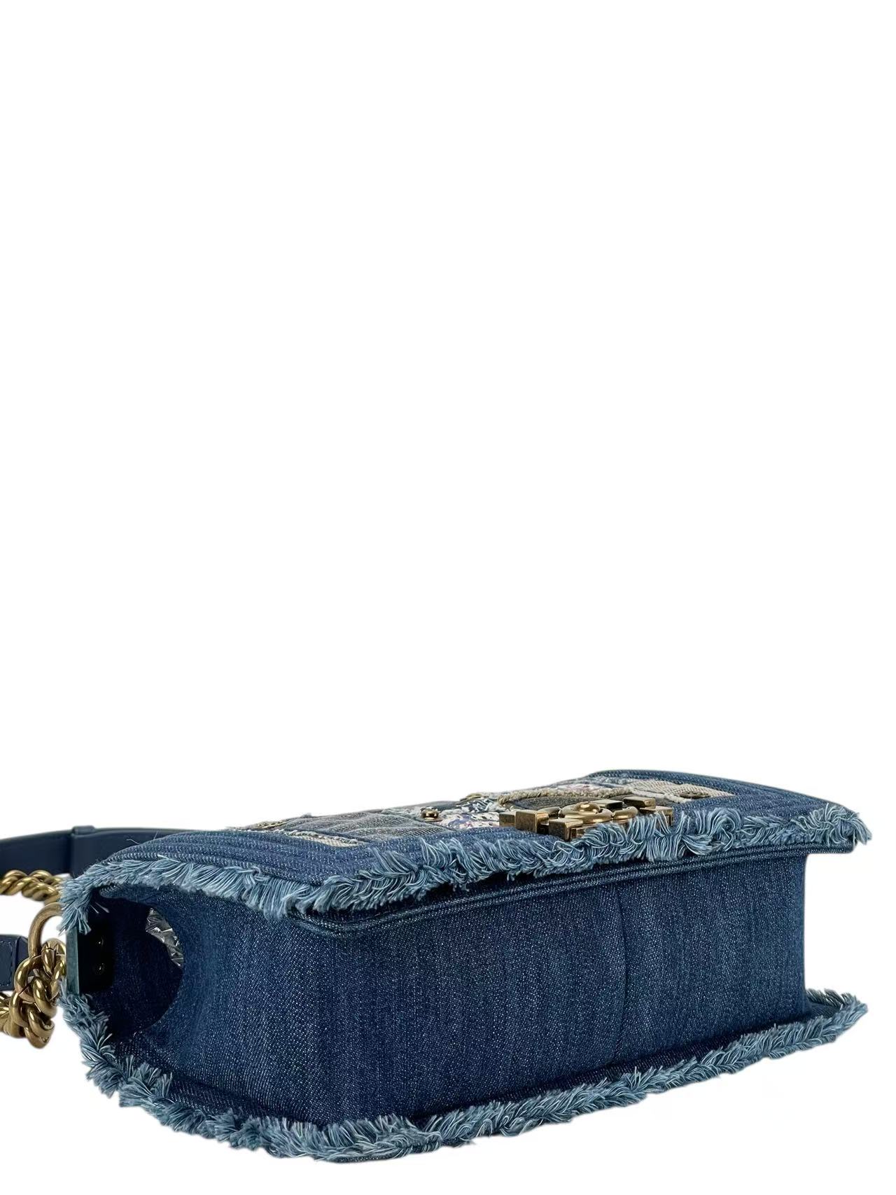 CHANEL - Boy Patchwork Denim Flap Shoulder Bag Blue 