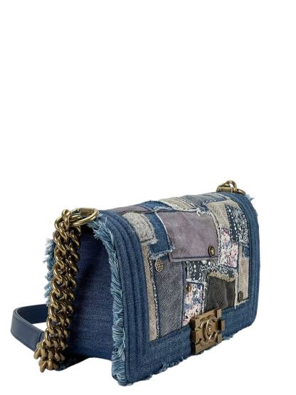 CHANEL - Boy Patchwork Denim Flap Shoulder Bag Blue 