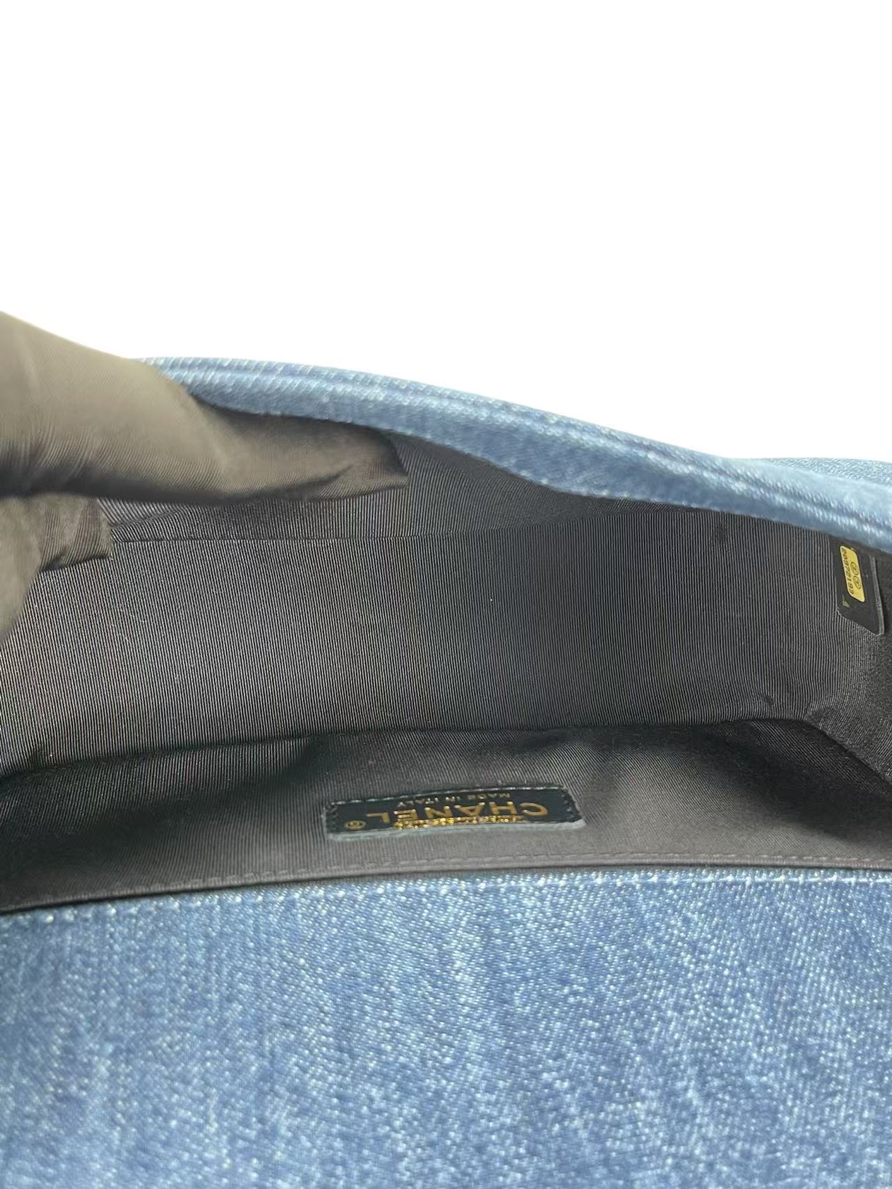 CHANEL - Boy Patchwork Denim Flap Shoulder Bag Blue 