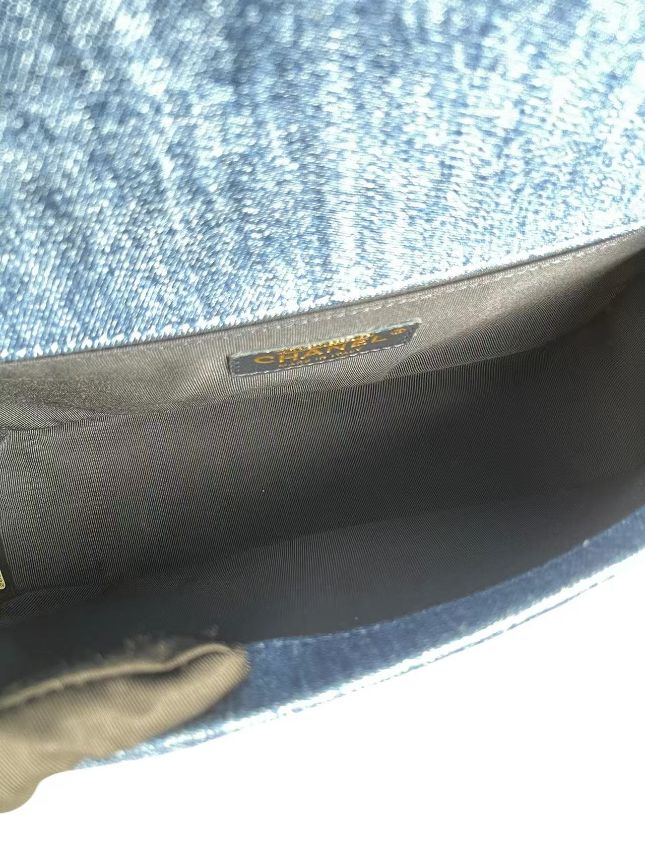 CHANEL - Boy Patchwork Denim Flap Shoulder Bag Blue 