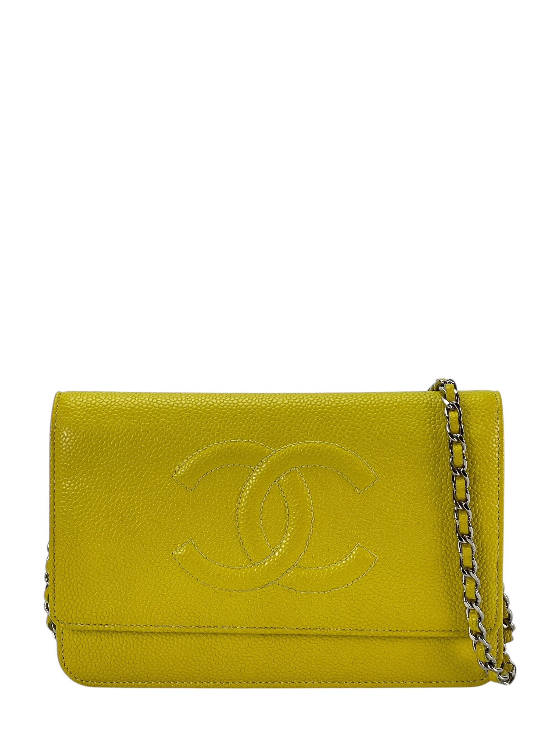 CHANEL - Yellow Wallet On Chain Sliver-Tone Metal (WOC)