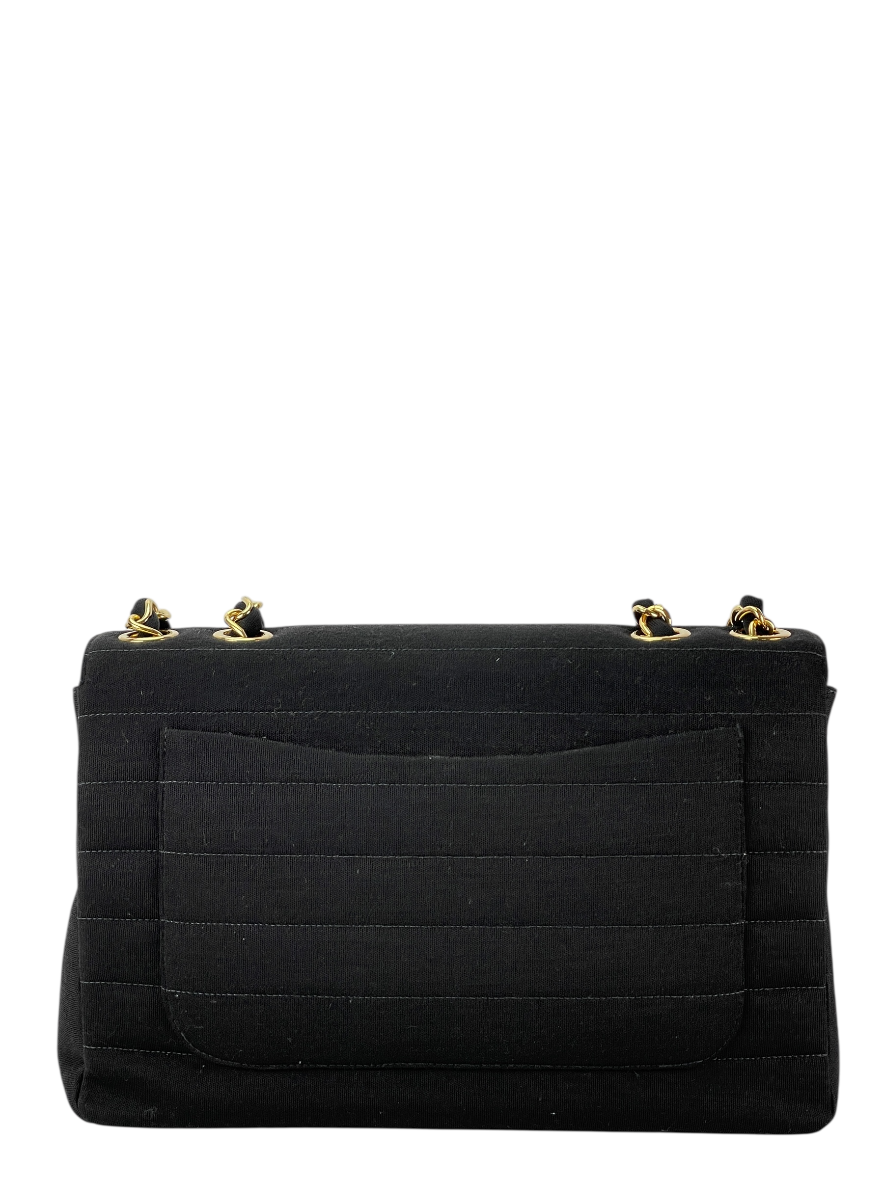 CHANEL - Black Cotton Jumbo Flap Bag 30