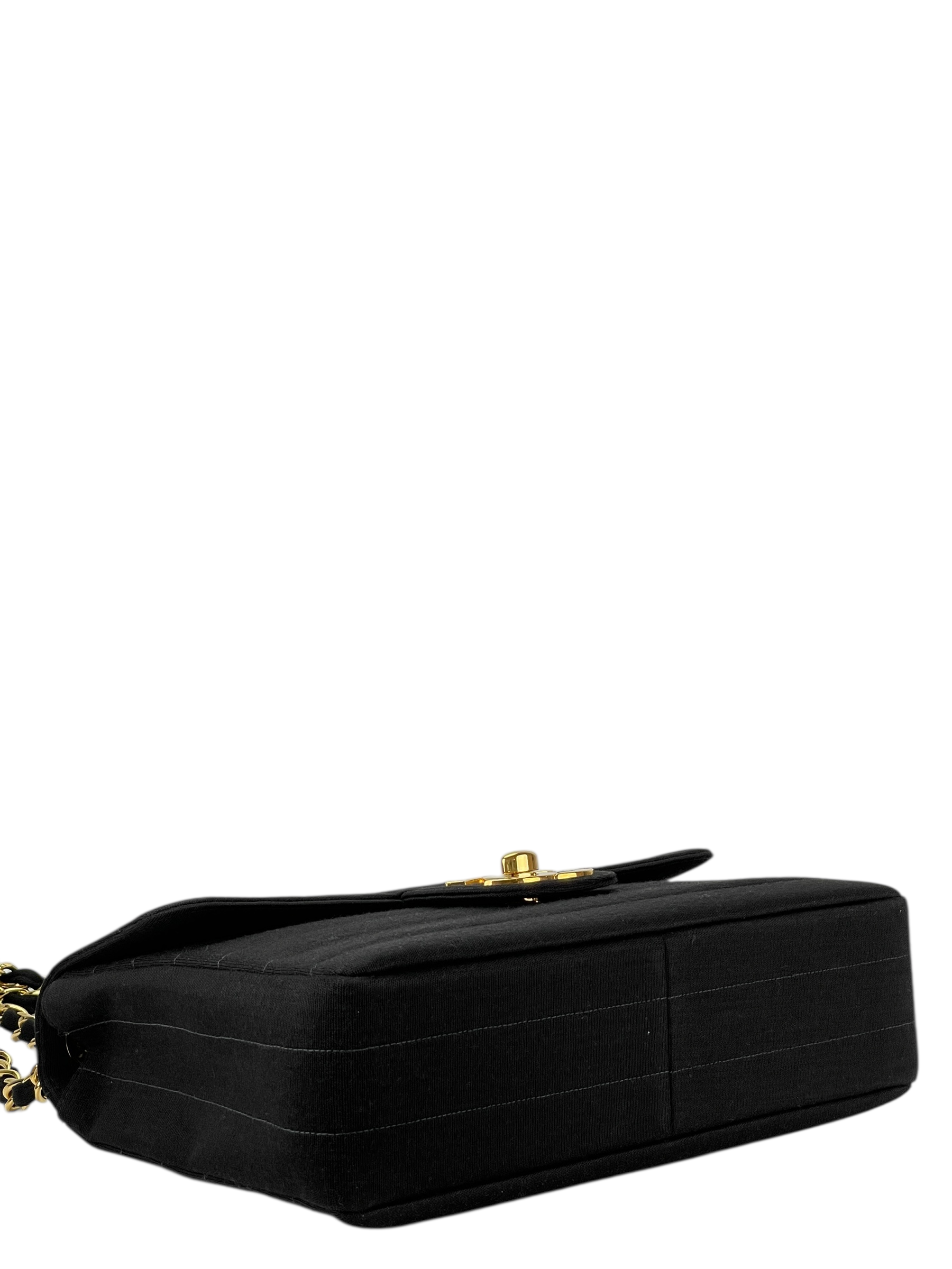 CHANEL - Black Cotton Jumbo Flap Bag 30