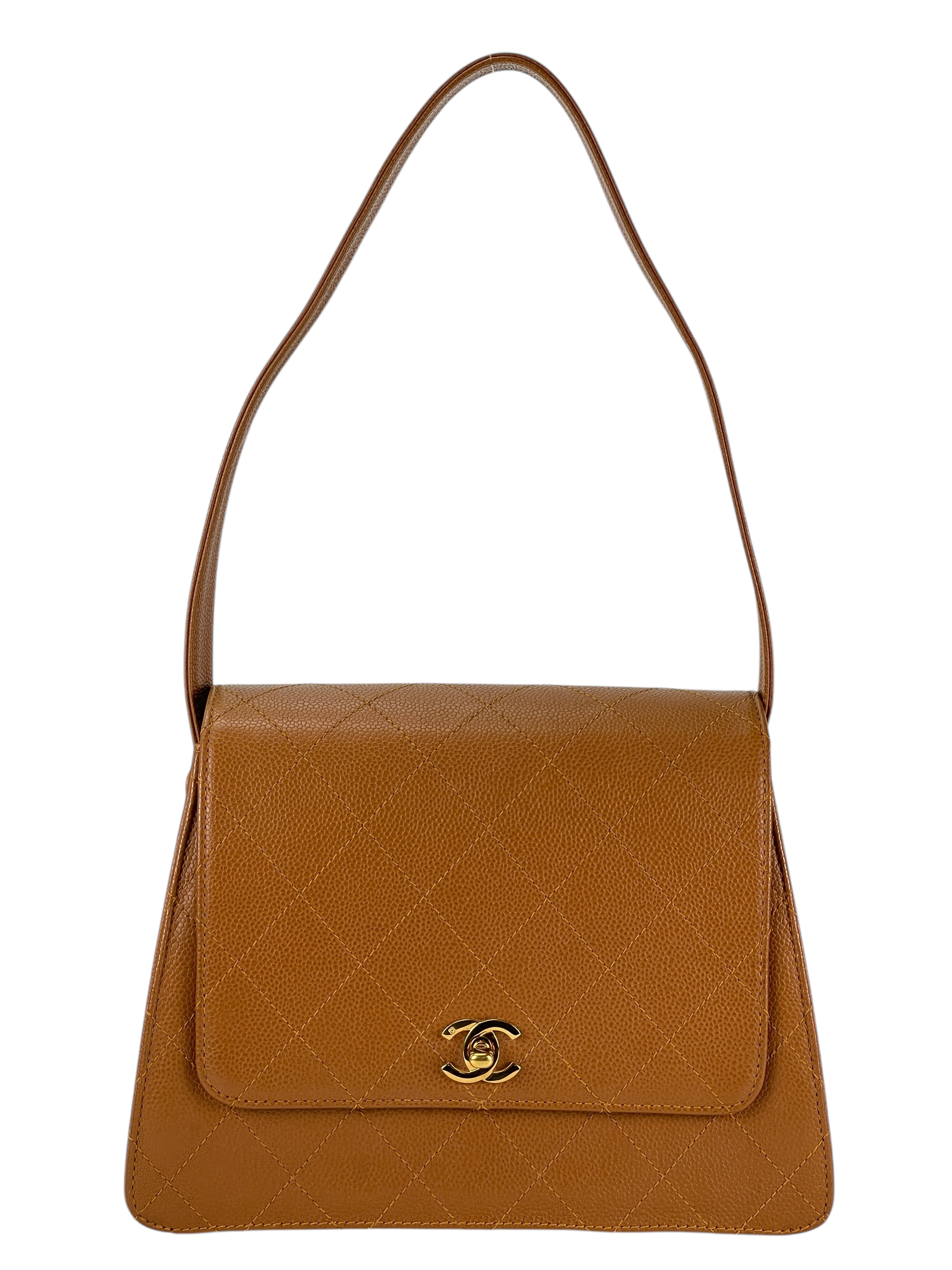  CHANEL - Beige Caviar Matelasse Shoulder Bag