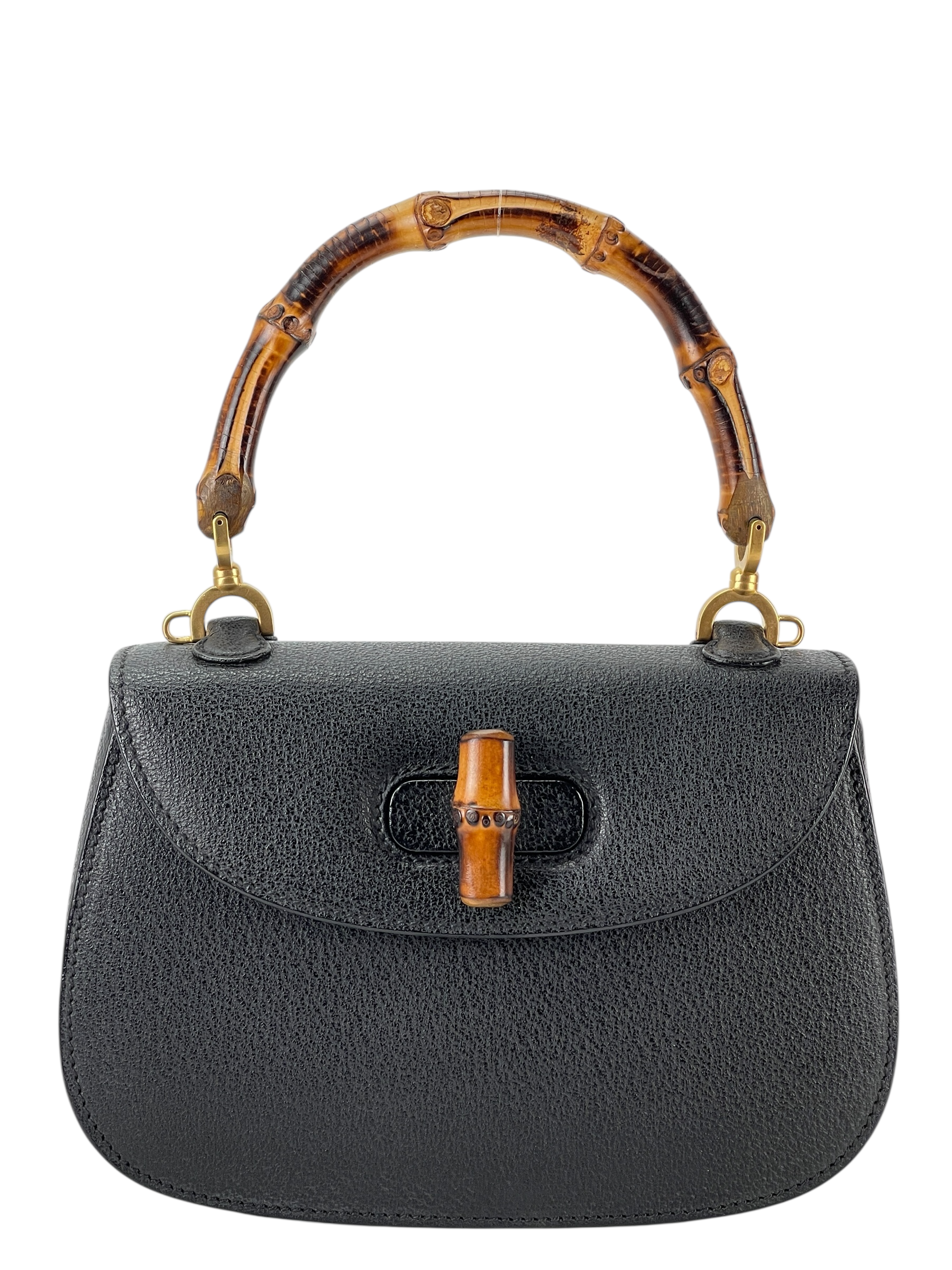 GUCCI - 2way Small Leather Bamboo Handbag 