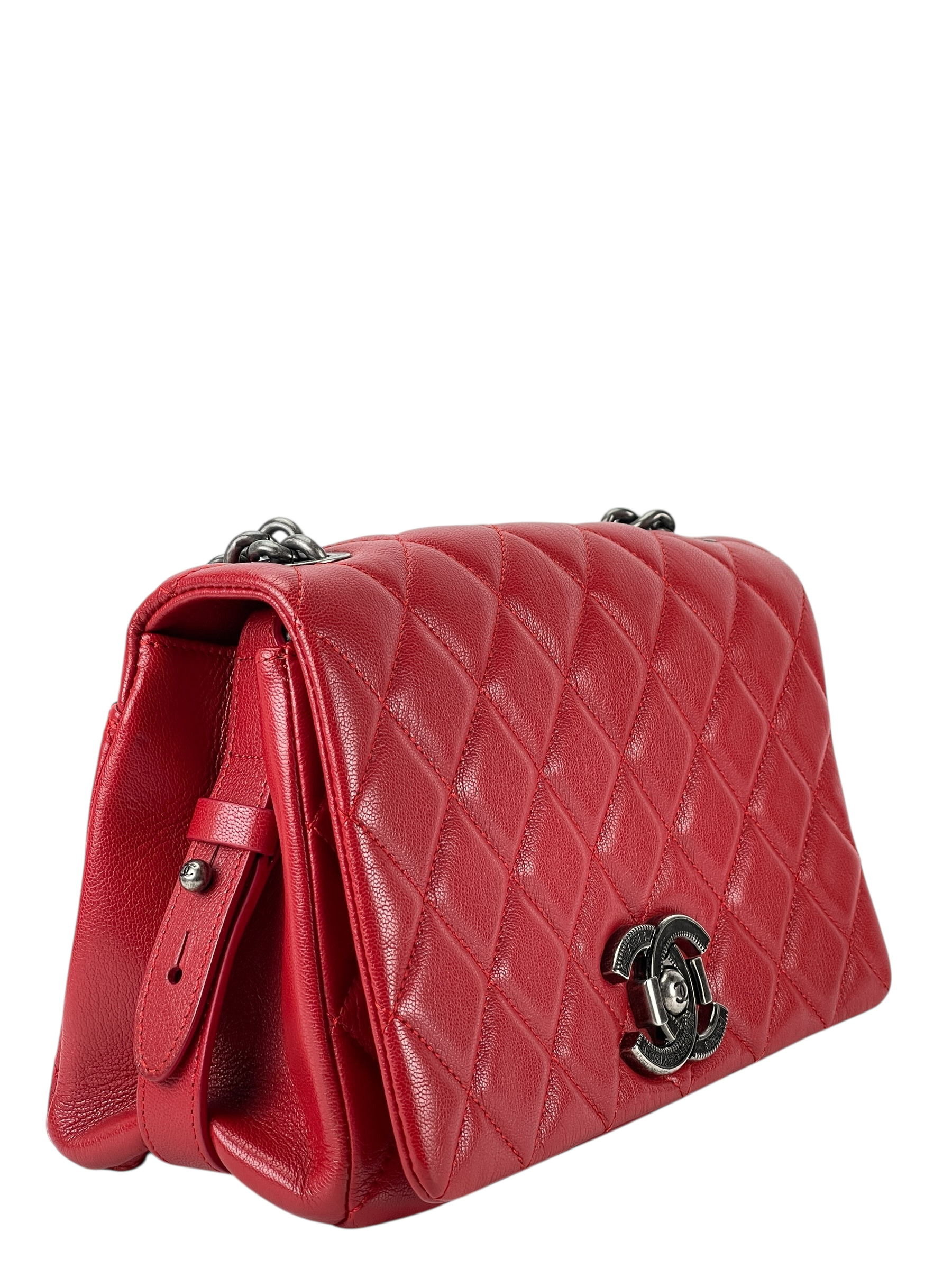 Chanel - Red Quilted Goatskin Leather City Rock Flap Bag