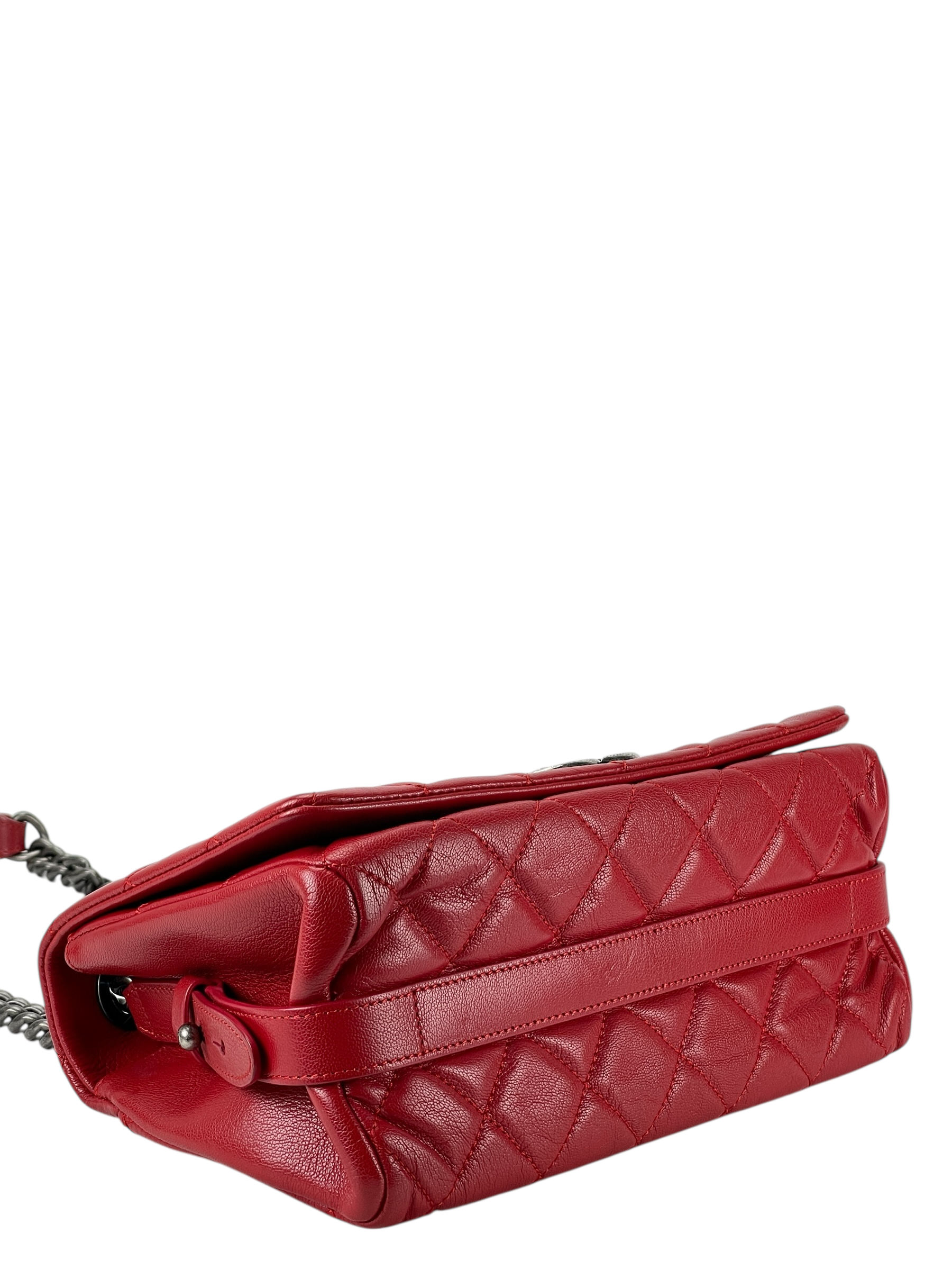 Chanel - Red Quilted Goatskin Leather City Rock Flap Bag