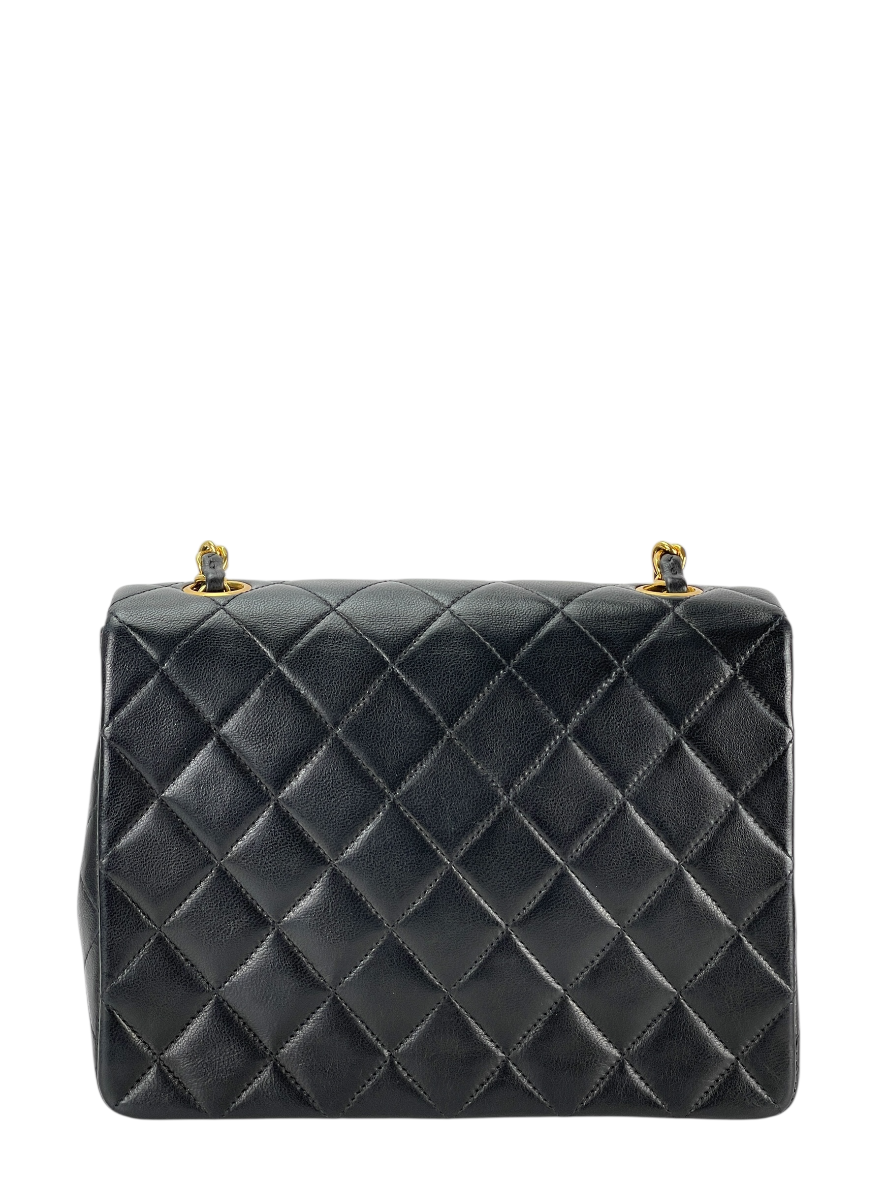 CHANEL - Mini Matlasse 20 Lambskin Single Flap Single Chain Bag Black Gold Hardware