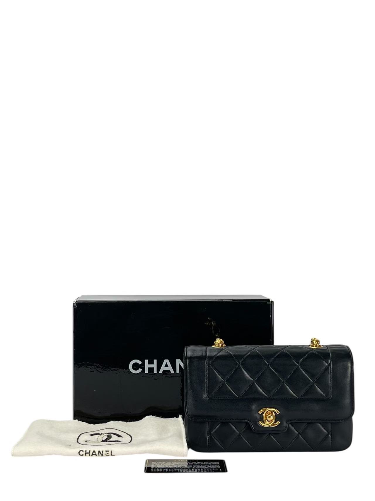 CHANEL - Black Lambskin Matelasse Single Flap Chain Bag Gold Hardware
