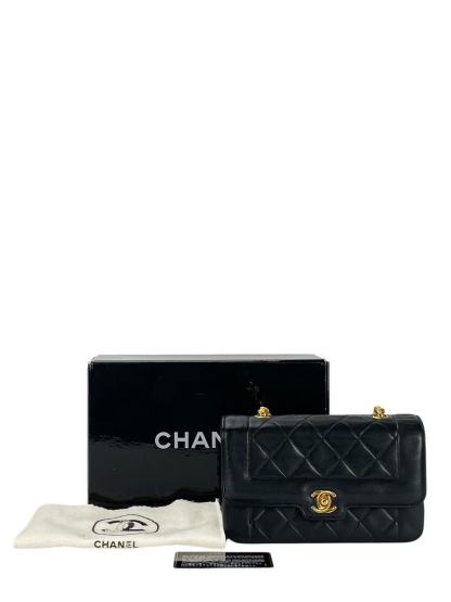 CHANEL - Black Lambskin Matelasse Single Flap Chain Bag Gold Hardware