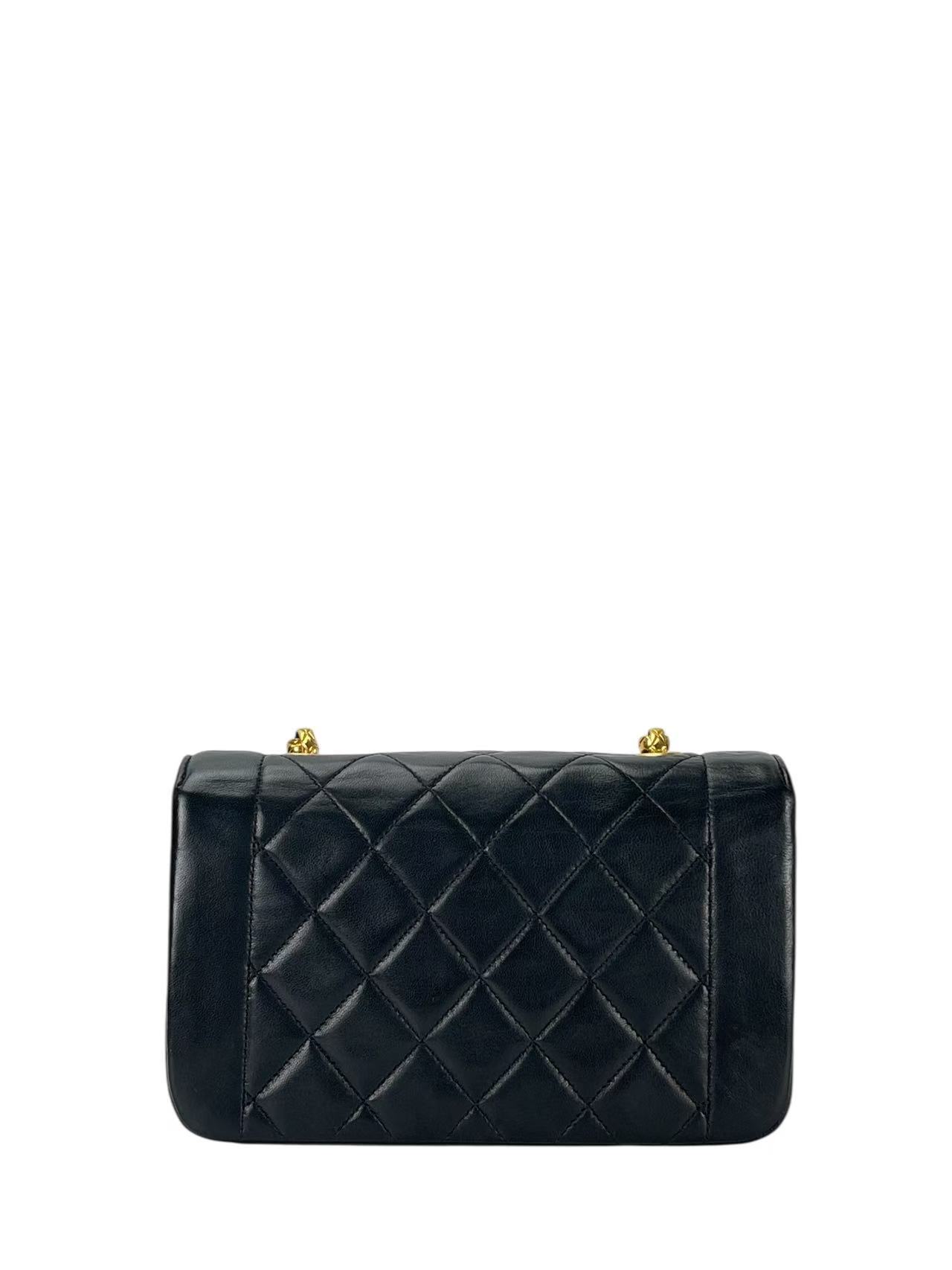 CHANEL - Black Lambskin Matelasse Single Flap Chain Bag Gold Hardware