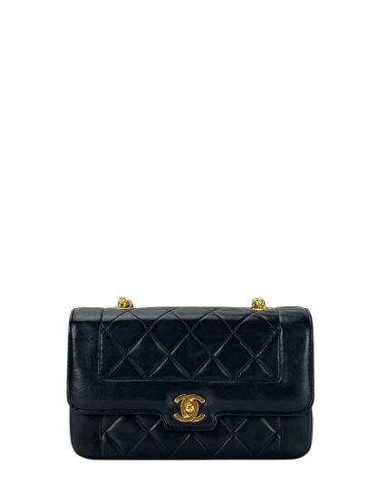 CHANEL - Black Lambskin Matelasse Single Flap Chain Bag Gold Hardware