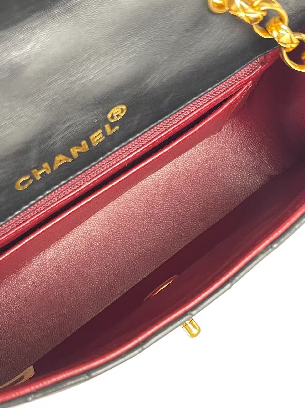 CHANEL - Black Lambskin Matelasse Single Flap Chain Bag Gold Hardware