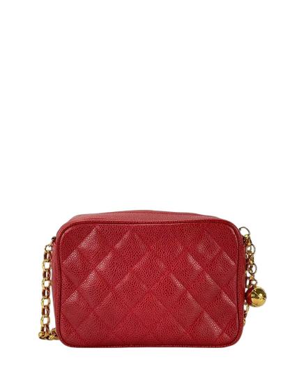 CHANEL - Red Caviar Matelasse Chain Camera Shoulder Bag