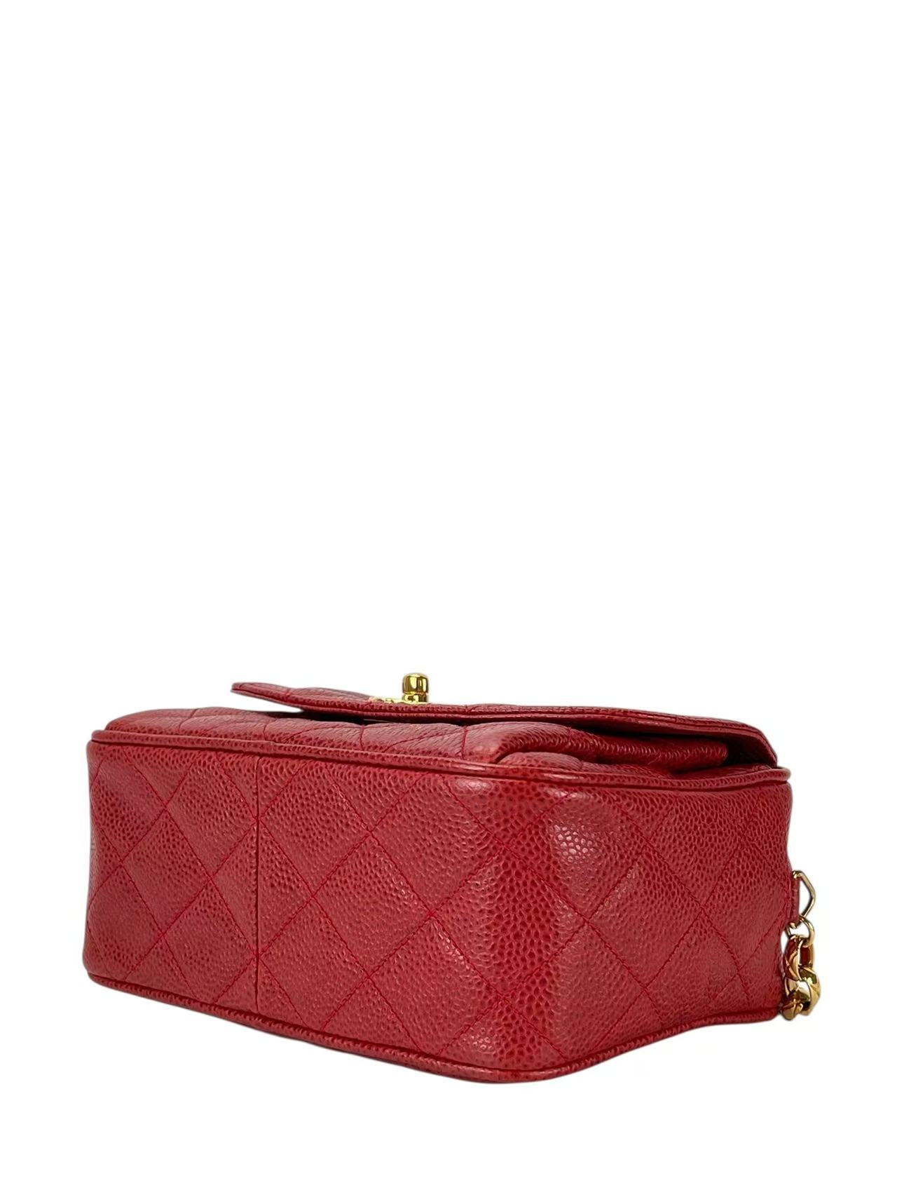 CHANEL - Red Caviar Matelasse Chain Camera Shoulder Bag – Camellia